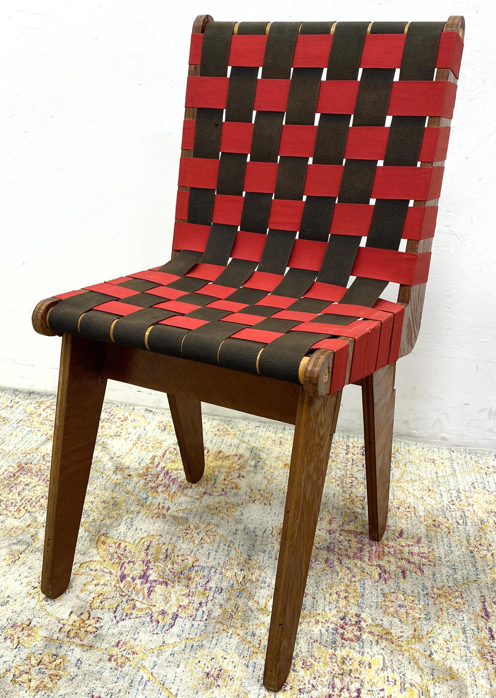 KLAUS GRABE Framed Plywood Chair. Woven Canvas Str (1 of 9)