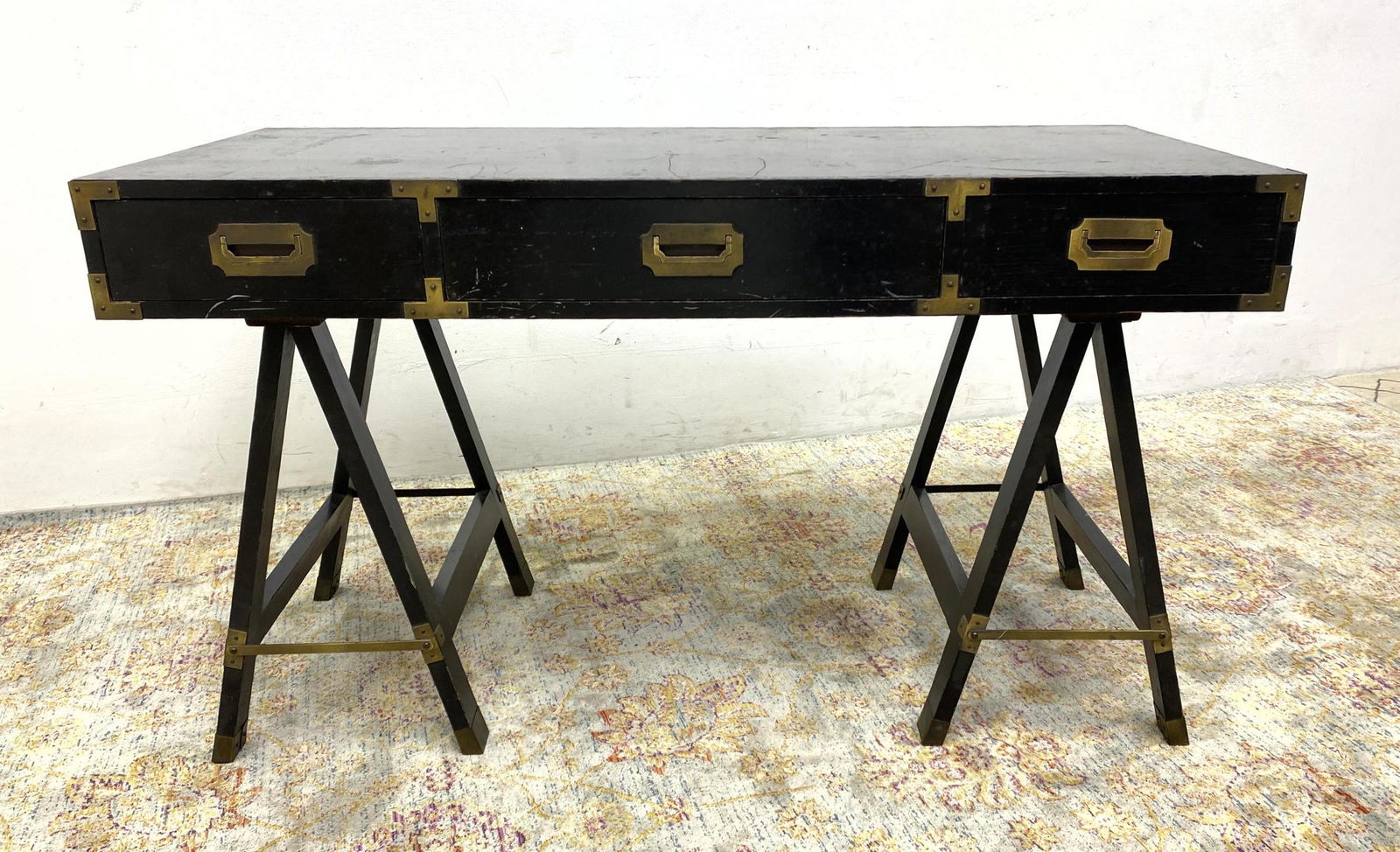 Modernist Campaign Desk. Milo Baughman Style. Ebonized (1 of 15)