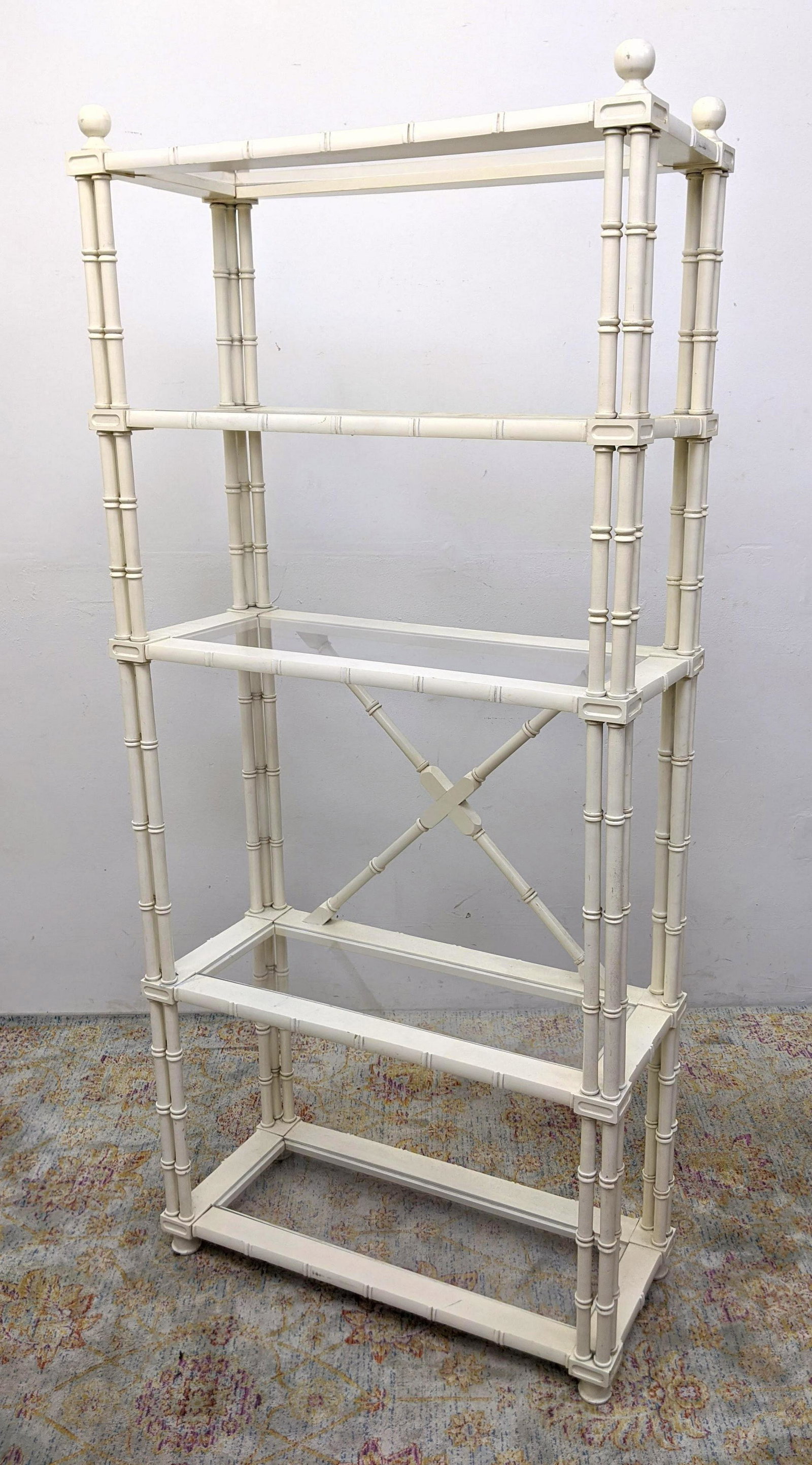 Painted White Faux Bamboo Etagere Shelf Unit. Decorator (1 of 16)