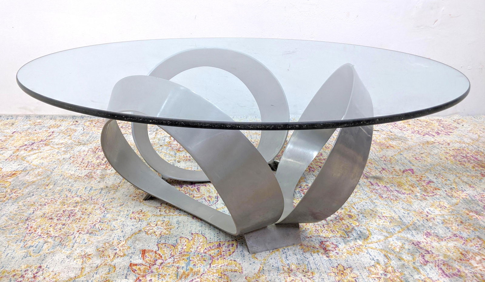 HESTERBERG Strap Aluminum & Plate Glass Coffee Table. (1 of 9)