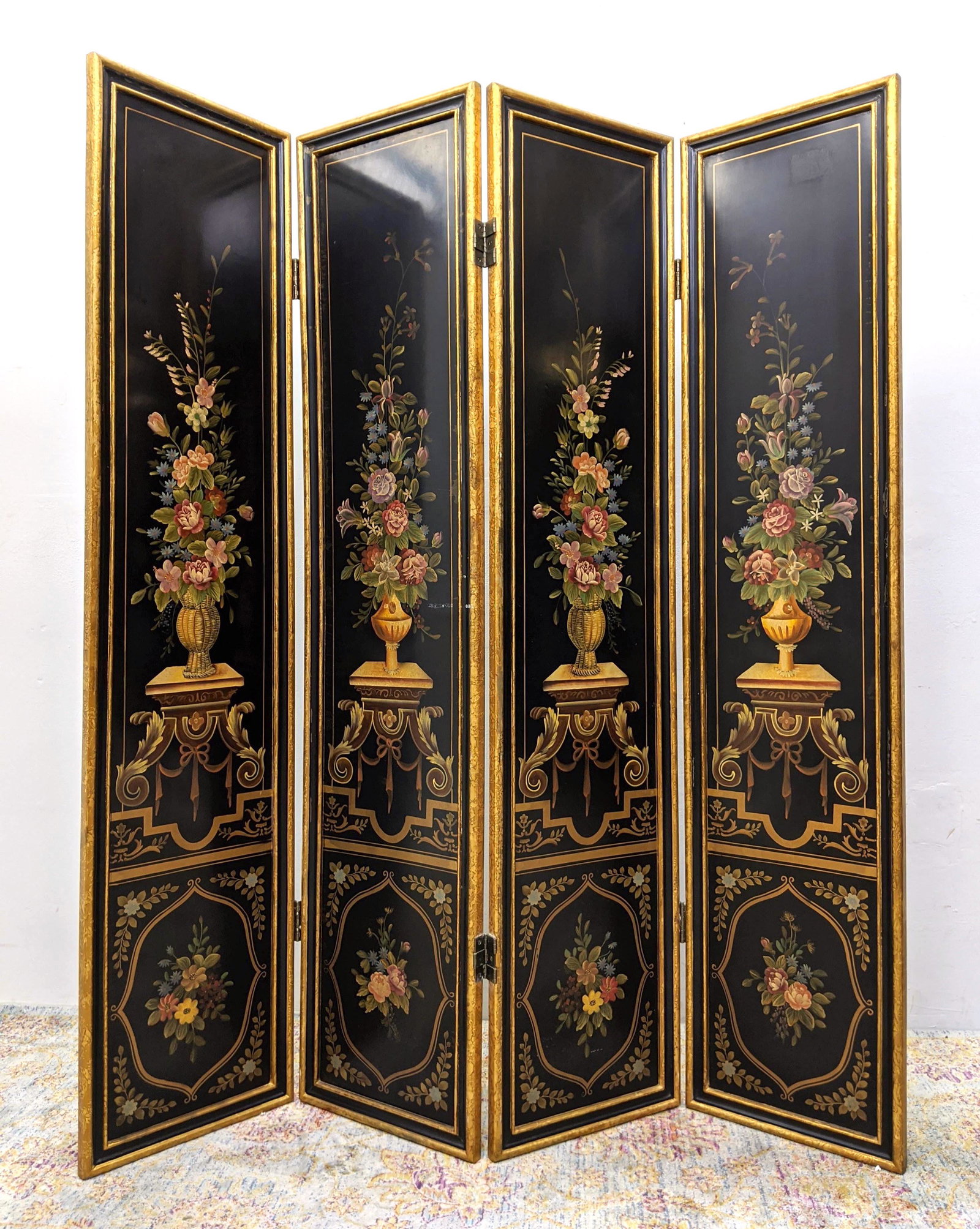 Decorator Folding Screen Room Divider.  Tole Style Pain (1 of 14)