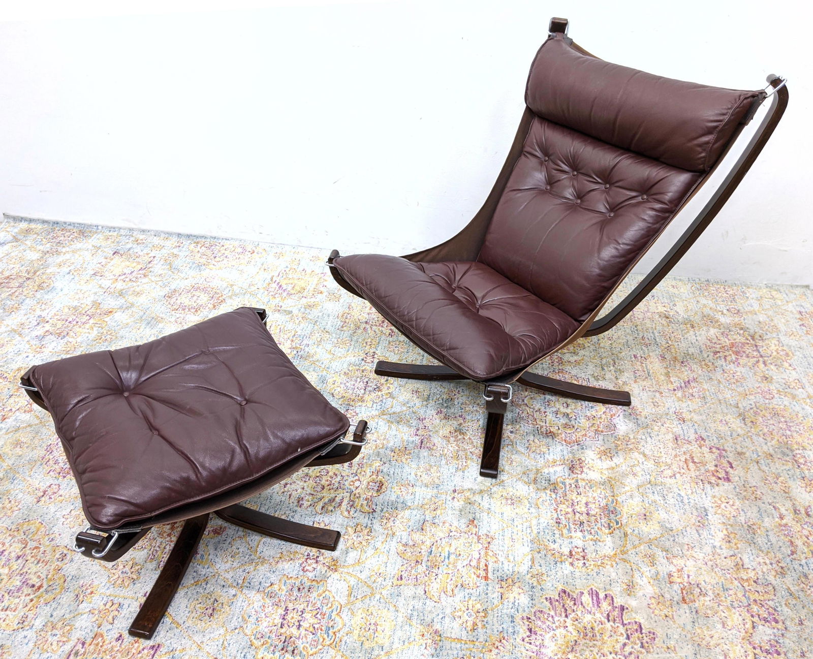 2pc SIGURD  RESSELL Falcon Lounge Chair, Ottoman. Leath (1 of 14)