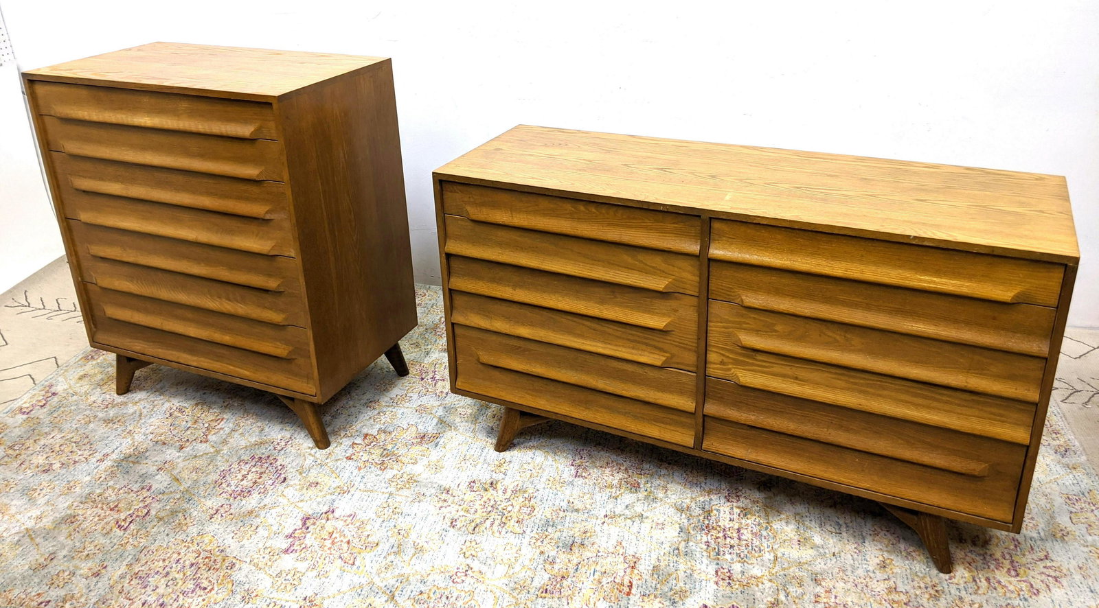 2pc Jack Van Der Molen Oak Modernist Dressers Chests of (1 of 20)
