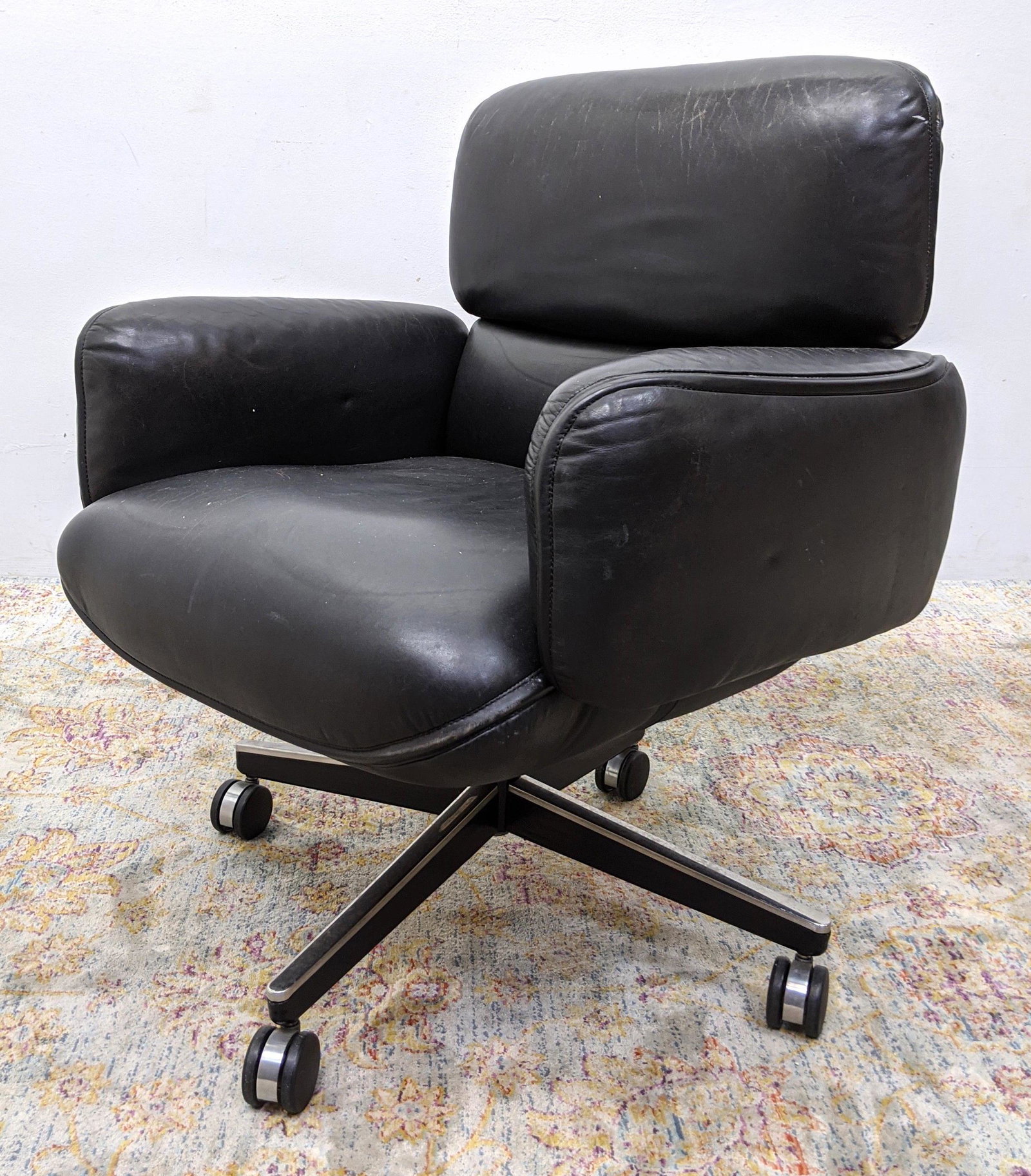 Herman Miller Black Leather Desk Chair. Modernist Rolli (1 of 19)