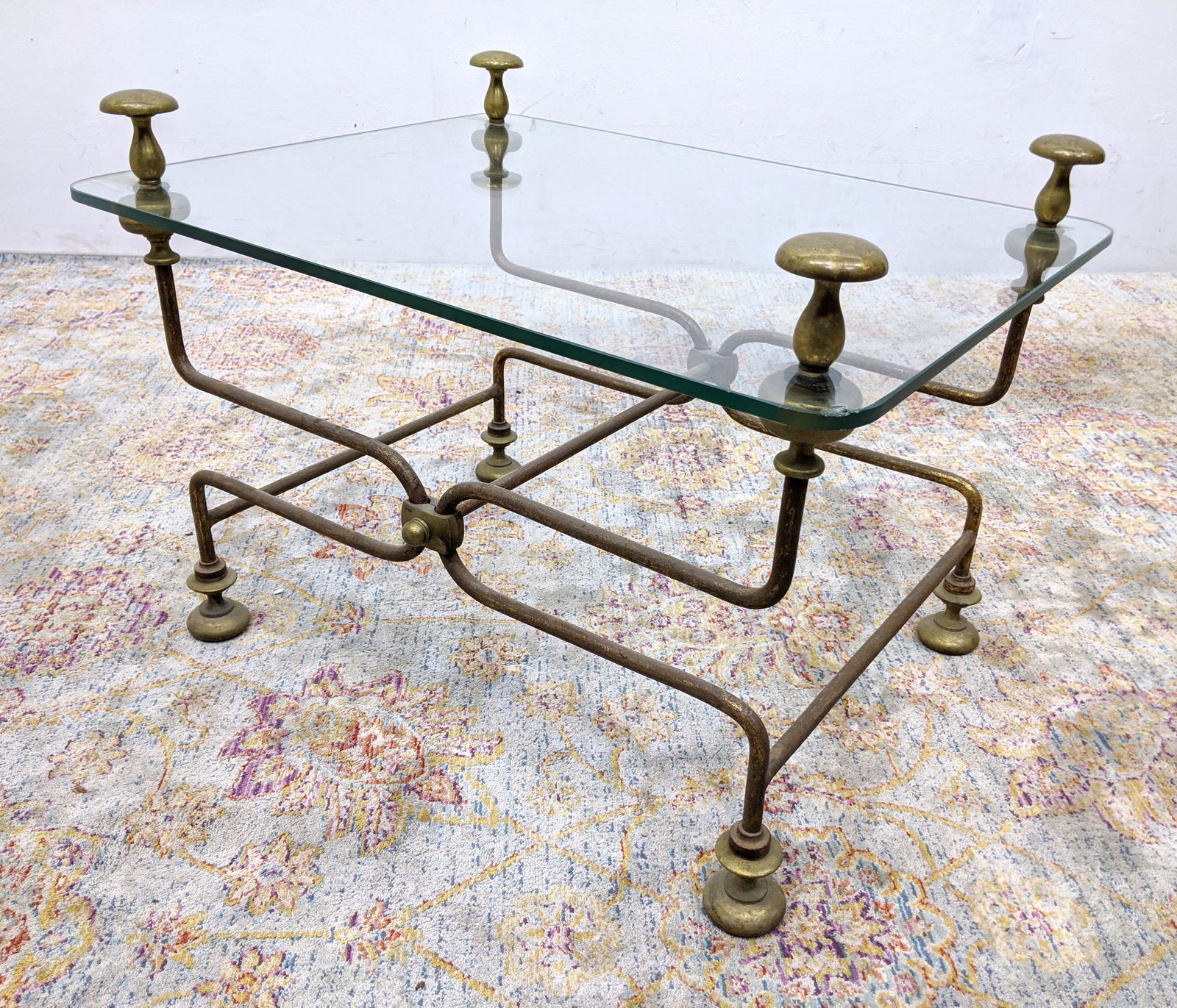 Industrial Brass And Glass Table. Decorator Campaign Sa (1 of 14)