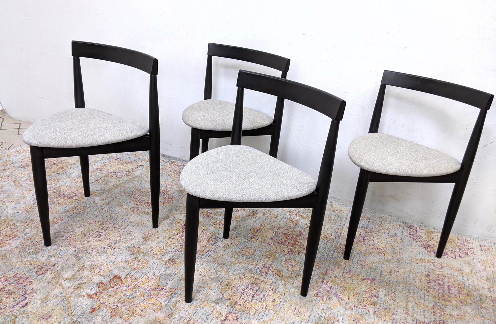 Set 4 Tripod Triangular  Side Dining Chairs. Ebonized t (1 of 8)