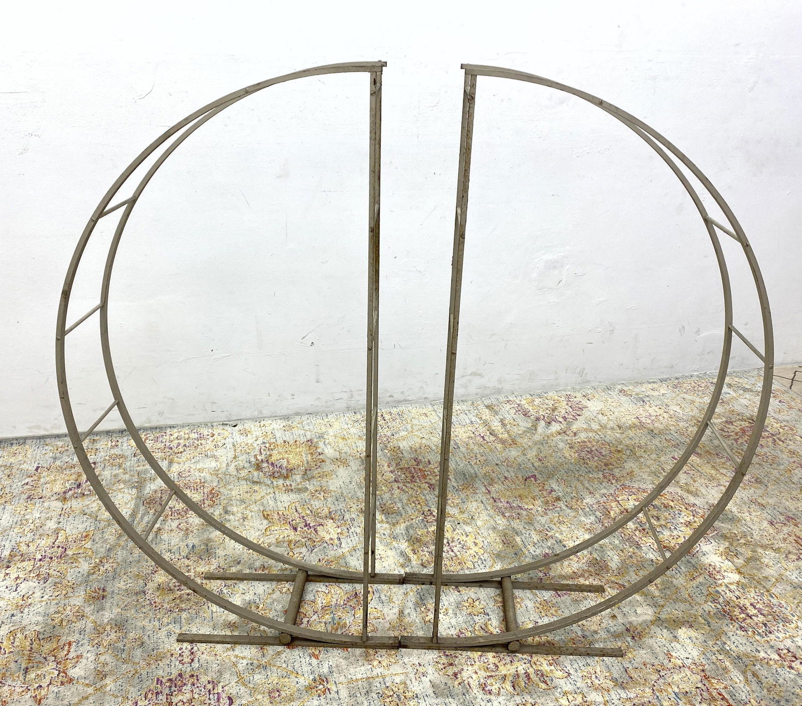 Round Metal Etagere Shelf Unit. Art deco.  Two semi cir (1 of 10)