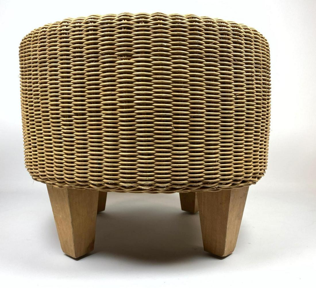 Woven rattan round stool ottoman. (1 of 9)