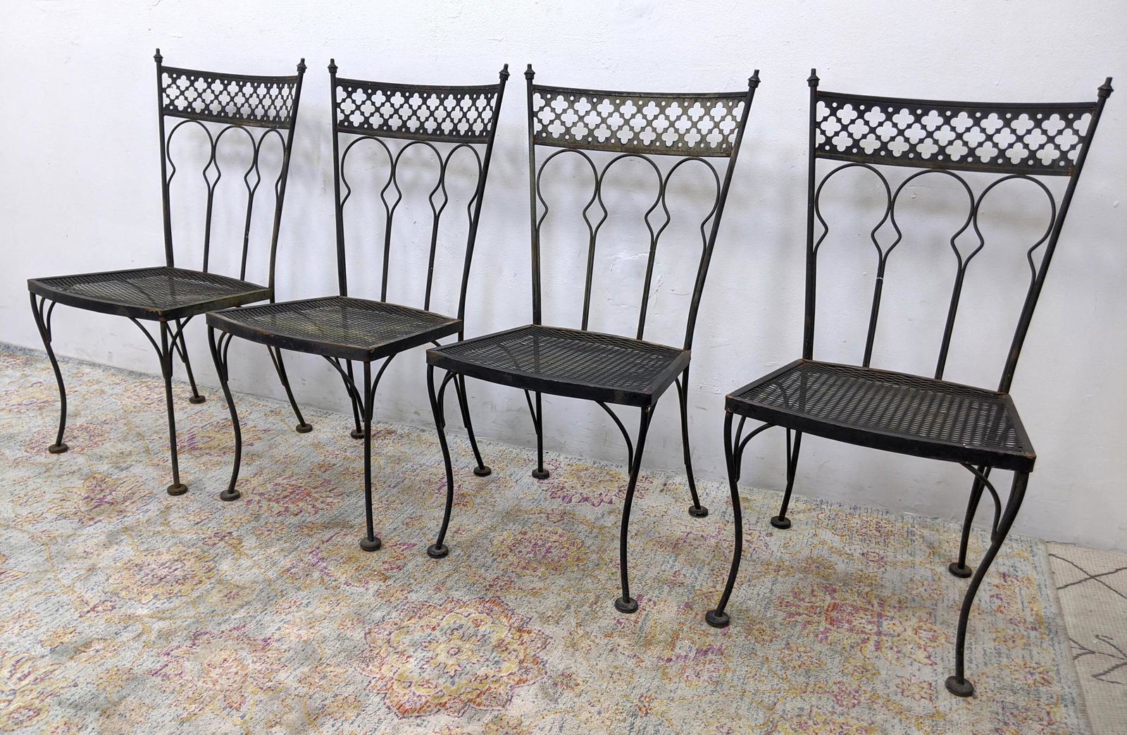 Set 4 SALTERINI Iron Dining Chairs. Backs with arched d (1 of 6)