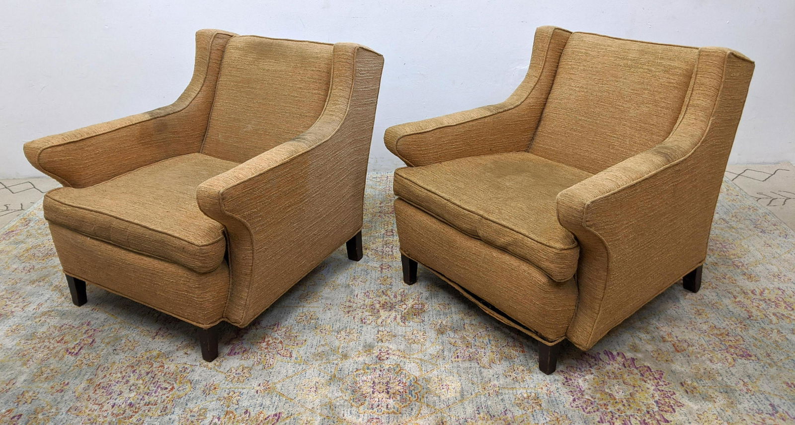 Pr Upholstered Lounge Chairs. Extended upholstered arms (1 of 15)