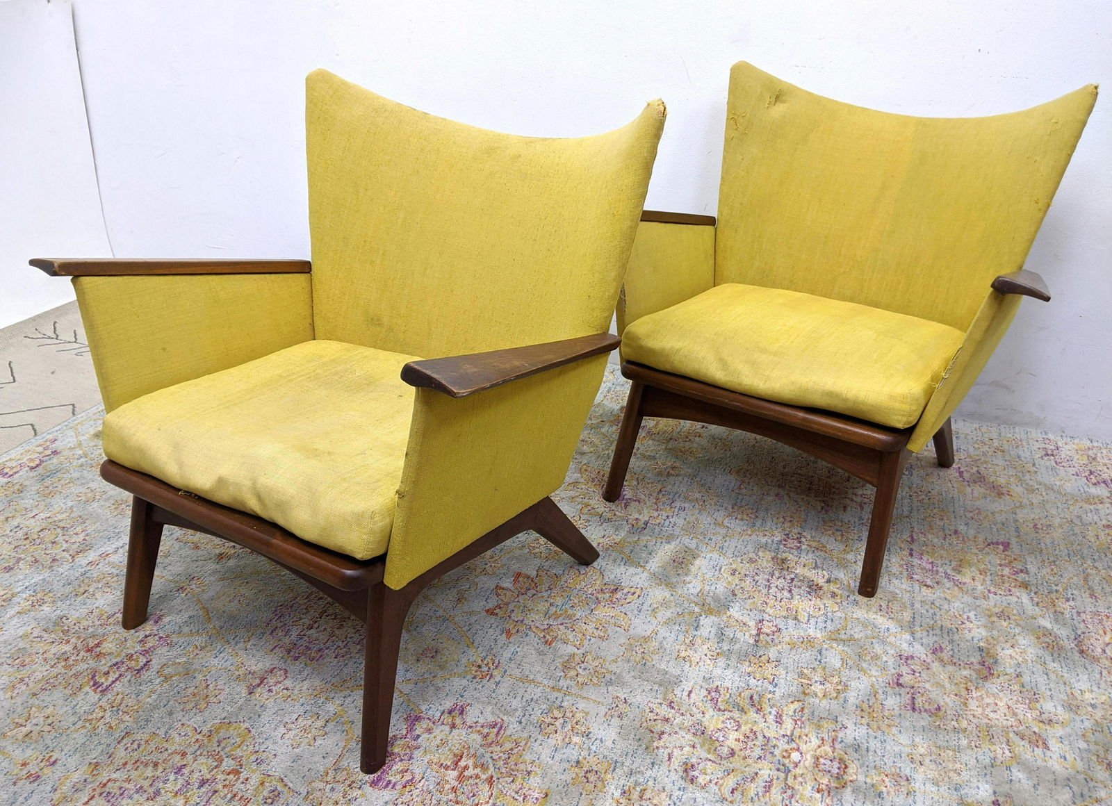 Pr Danish Modern Lounge Chairs. Wegner Style. Angled we (1 of 15)