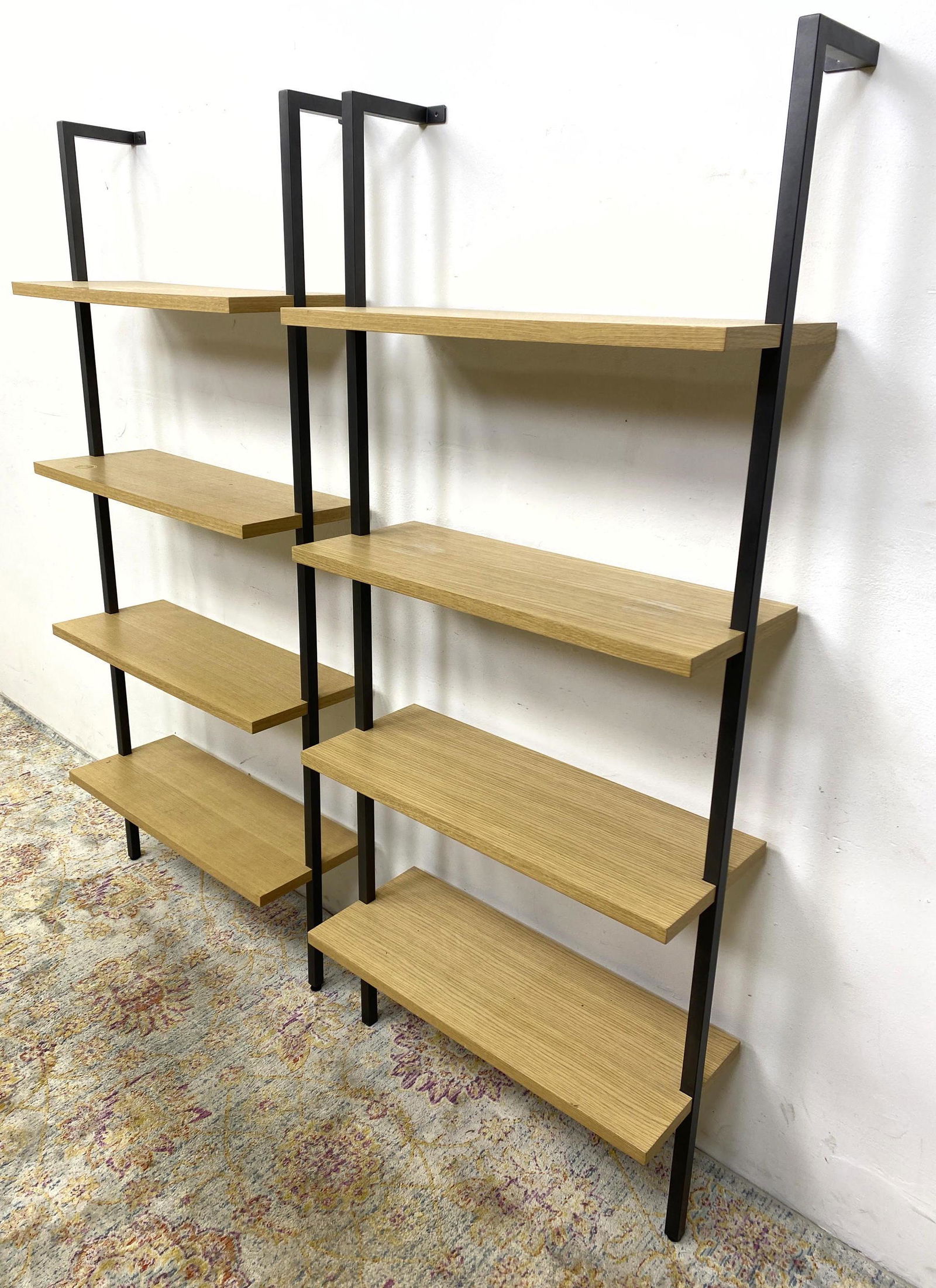 Pr Bookcase Shelf Wall Units. Square black metal tube f (1 of 8)