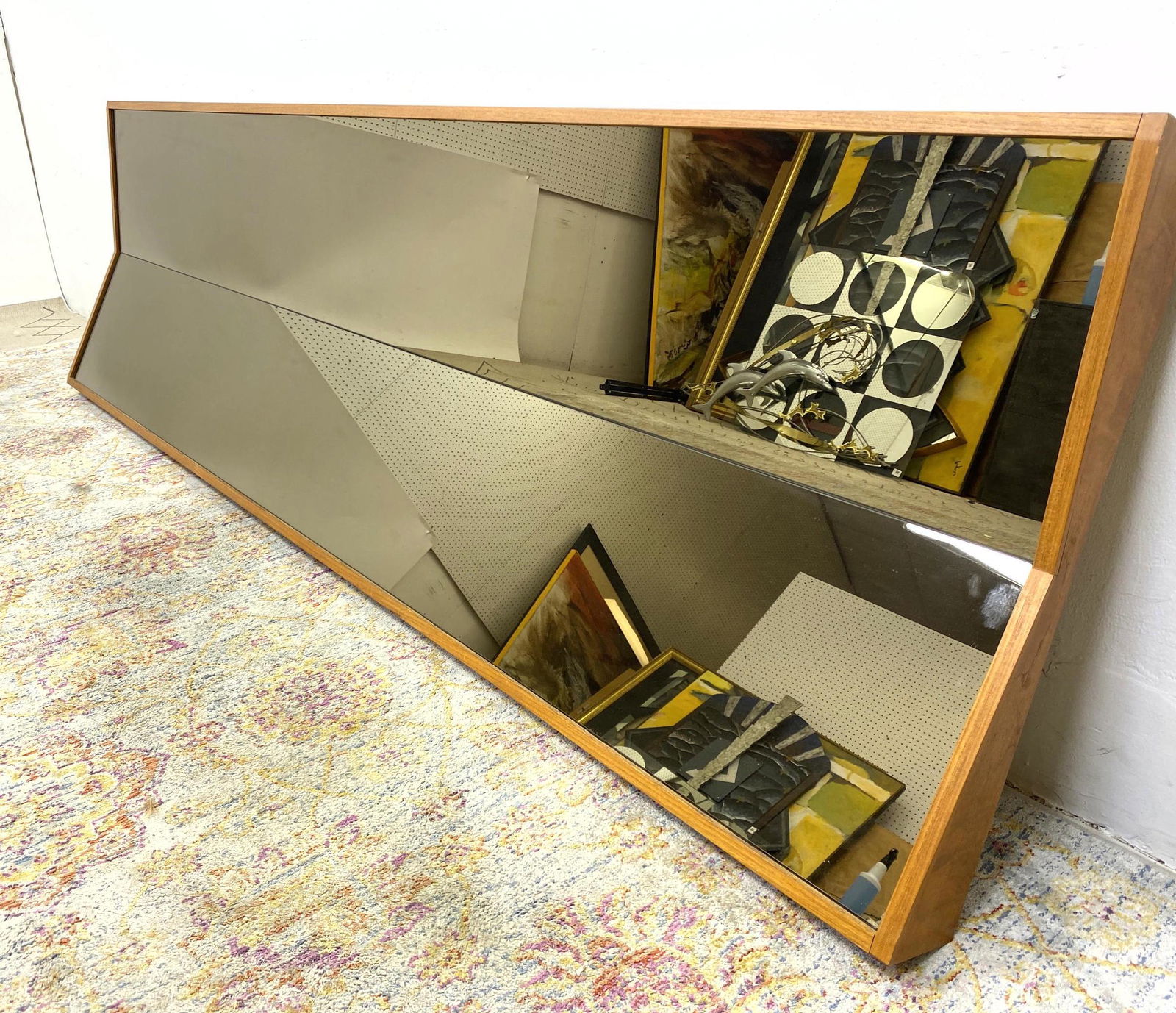 Mid Century Modern Angled Mirror Wood Frame.  Vertical (1 of 9)