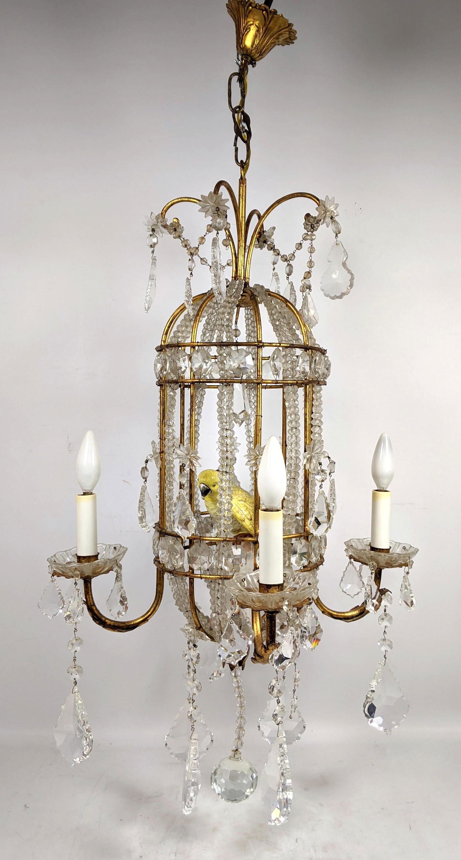 Decorator Gilt Iron and Crystal Chandelier.  Pottery bi (1 of 18)