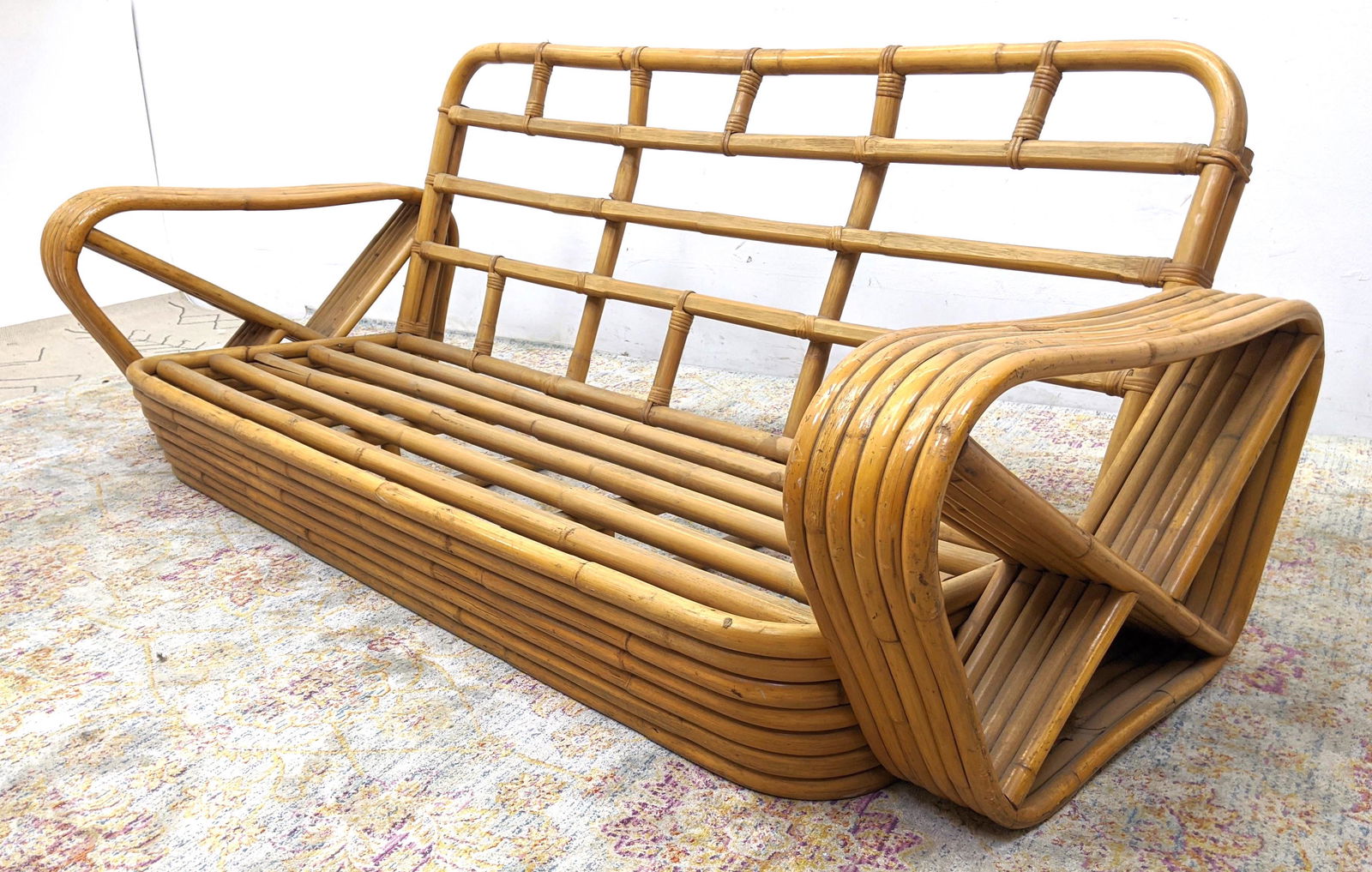 Paul Frankl Rattan Bamboo Sofa Couch. No cushions. (1 of 20)