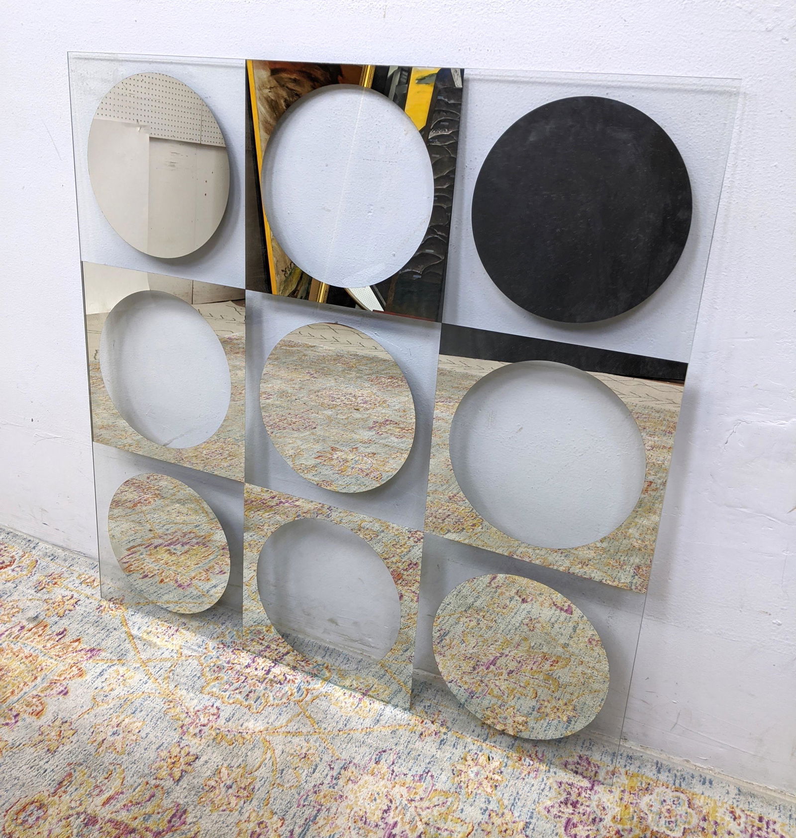 36 inch BDI OP ART mirror. Black and clear circles. (1 of 14)