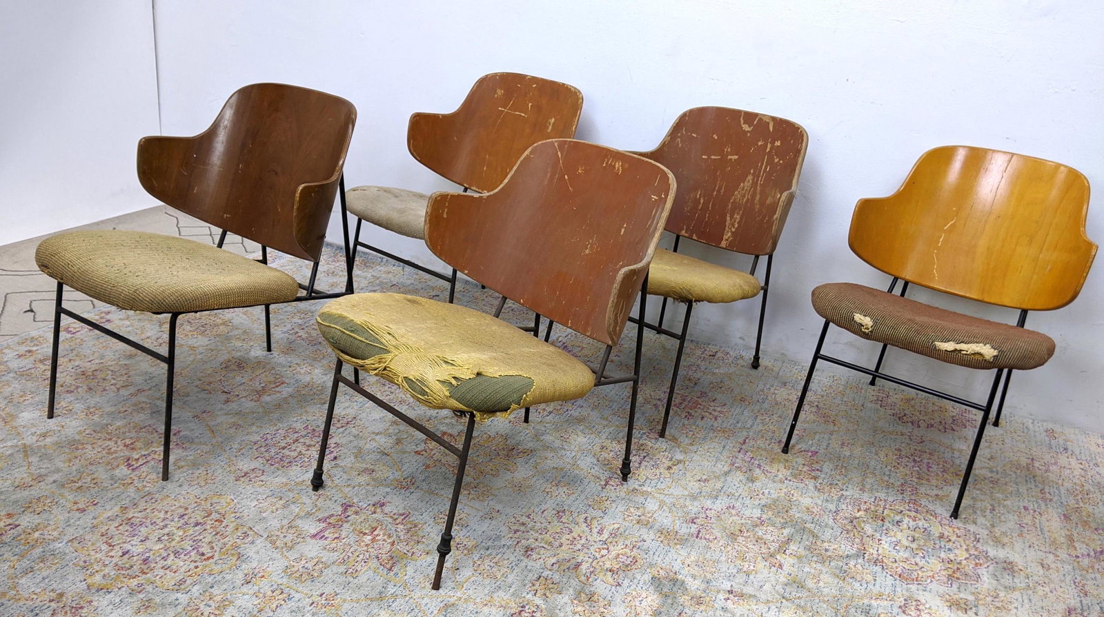 5pcs IB KOFOD LARSEN Penguin Chairs. Iron and wood.: 5pcs IB KOFOD LARSEN Penguin Chairs. Iron and wood. -- Dimensions: H: 29 inches: W: 22 inches: D: 24 inches ---