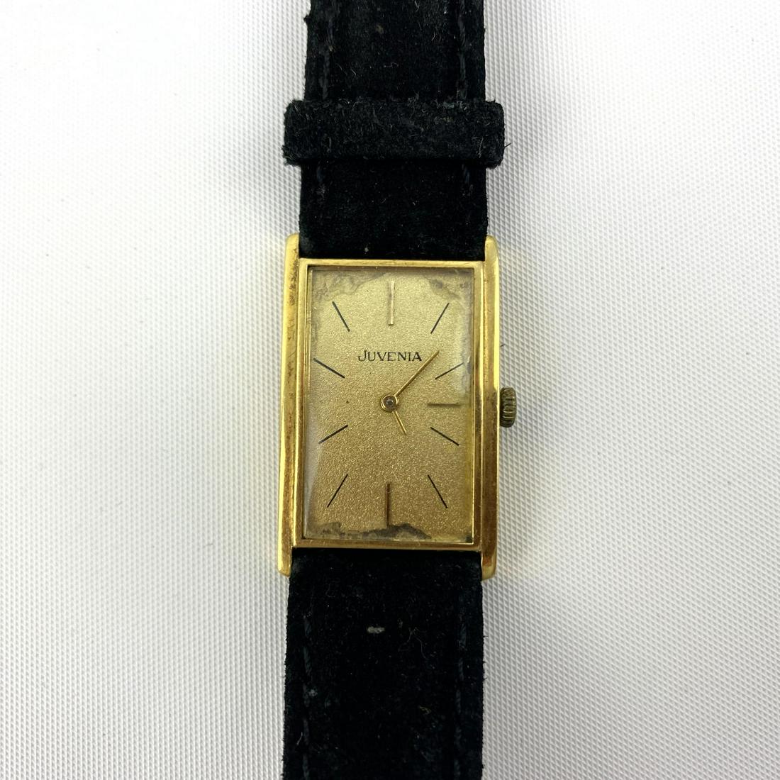 JUVENIA 14K GOLD Mens Wrist Watch. Leather Band Watch. (1 of 10)