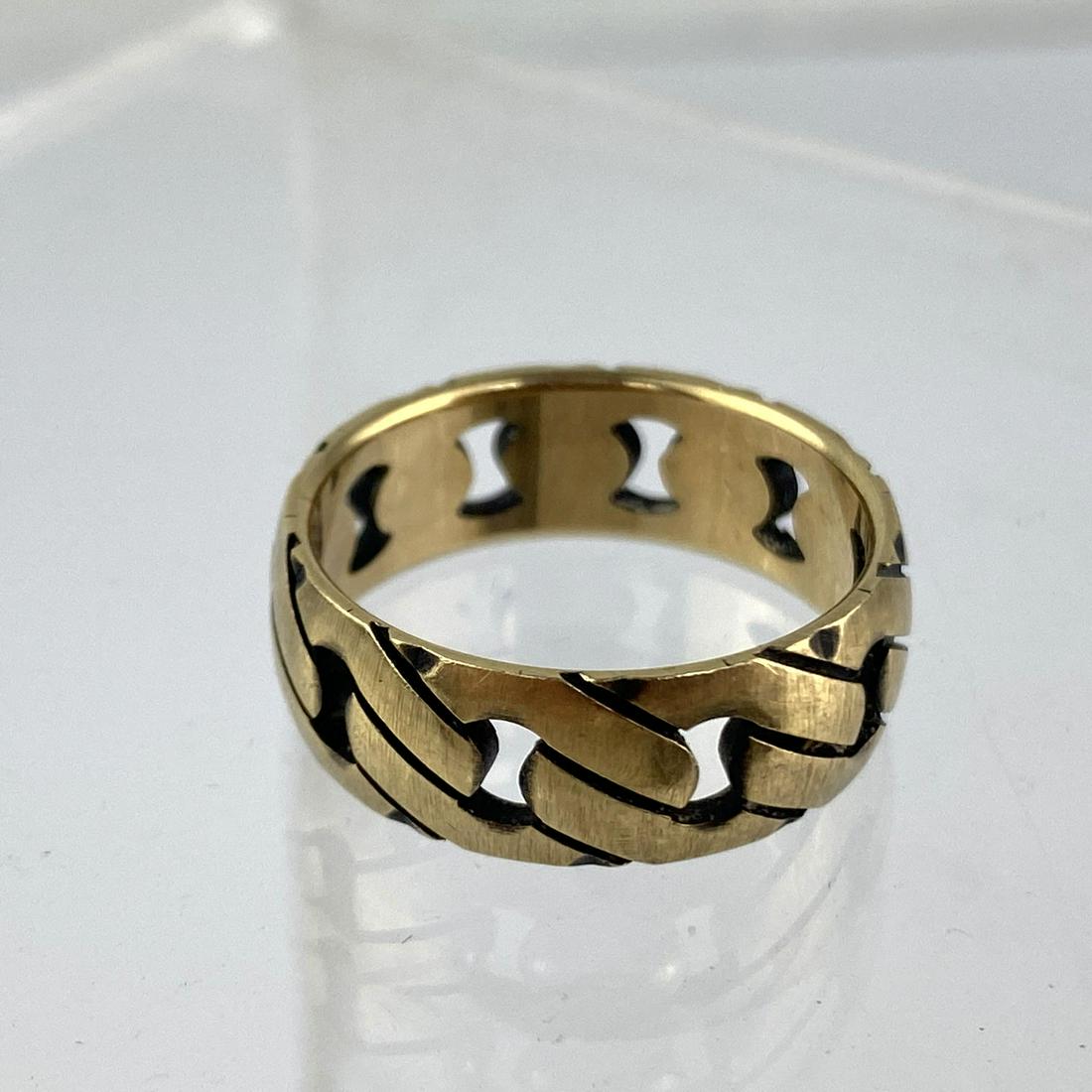 14K Gold Woven Band Man's Ring. Chain Link Design. Size (1 of 4)