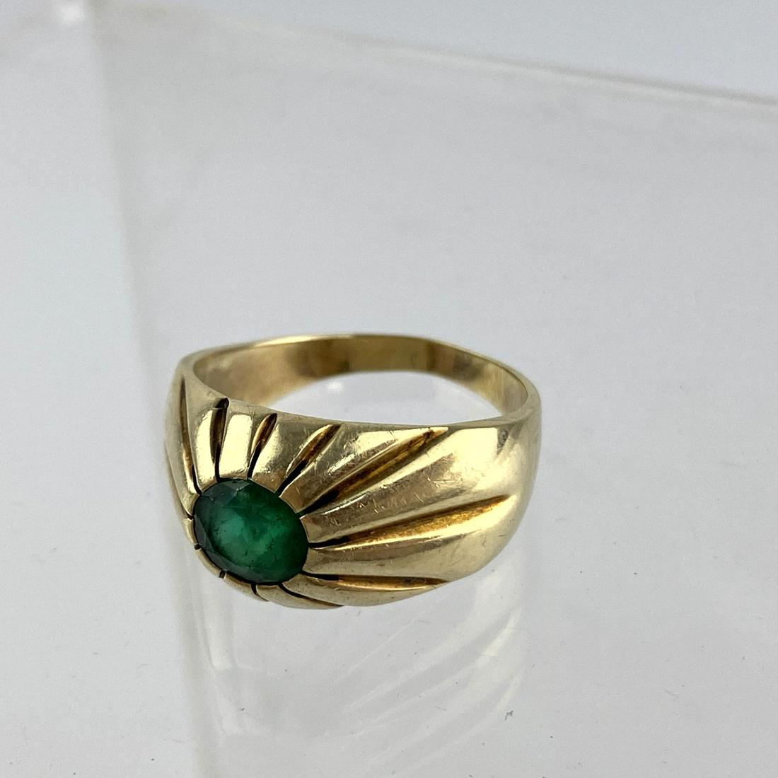 14K Gold and Emerald Man's Ring.  Size 10.75.   5.9dwt (1 of 7)