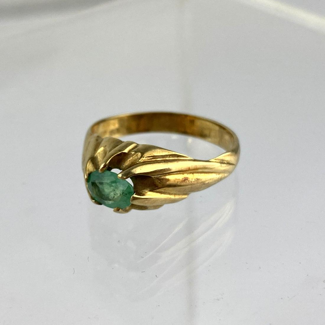18K gold Emerald Man's Ring.   Size  9.75.    2.8dwt (1 of 6)