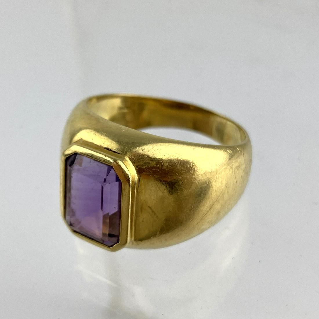 18K Gold Amethyst Man's Ring.  Size  10.25.   6.2dwt (1 of 9)