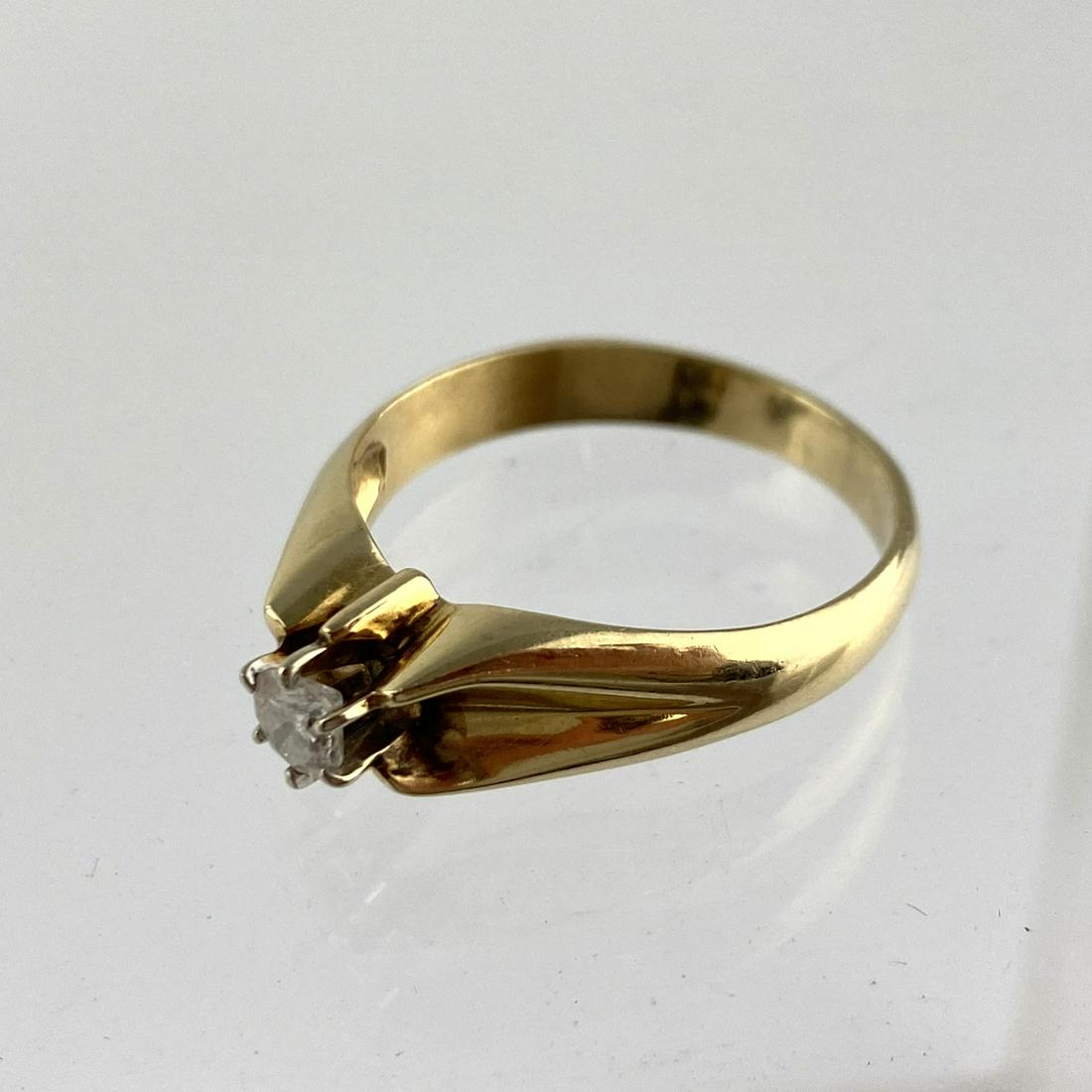 14K gold Diamond Solitaire Man's Ring. Approx 1/4c.  Un (1 of 6)