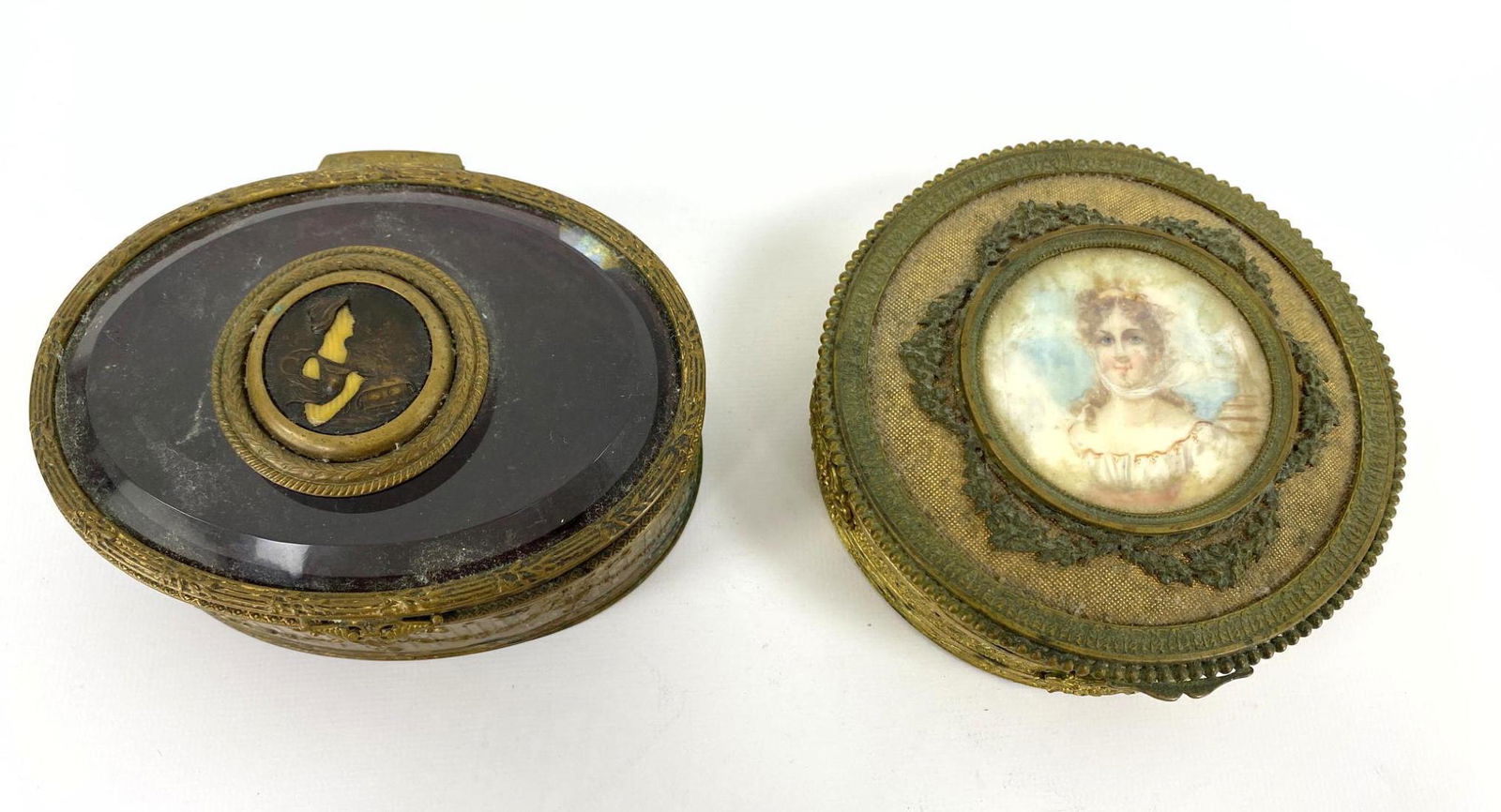 2pc French style metal boxes with portraits. One with b (1 of 12)