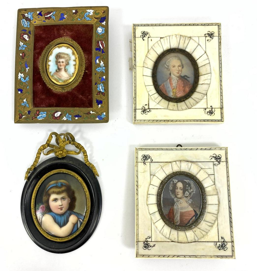 4  Vintage Framed Miniature Portraits. Pair of portrait (1 of 15)