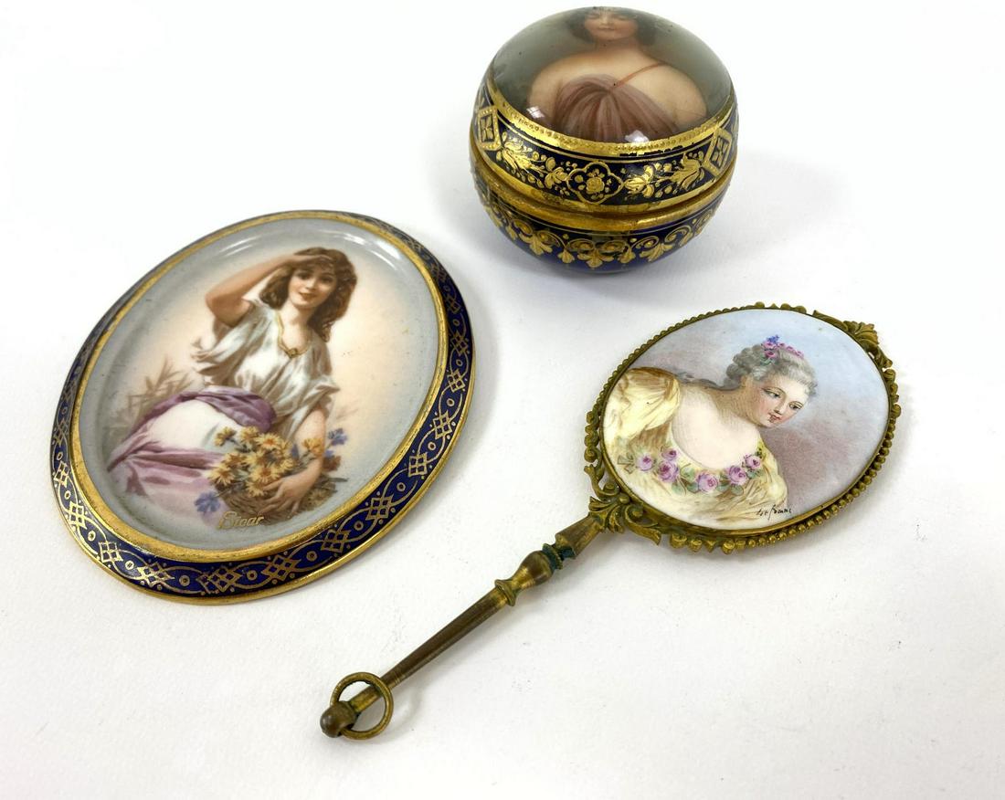 3pc ROYAL VIENNA Porcelain Portrait Items. 1)  Lidded b (1 of 19)