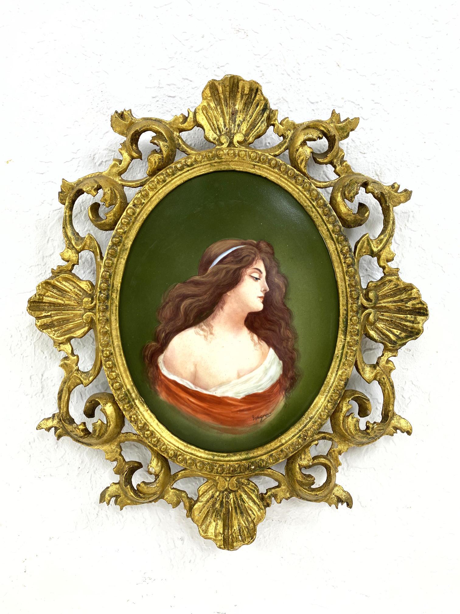 Framed KPM porcelain plaque. Signed Wagner Hand Painted (1 of 10)