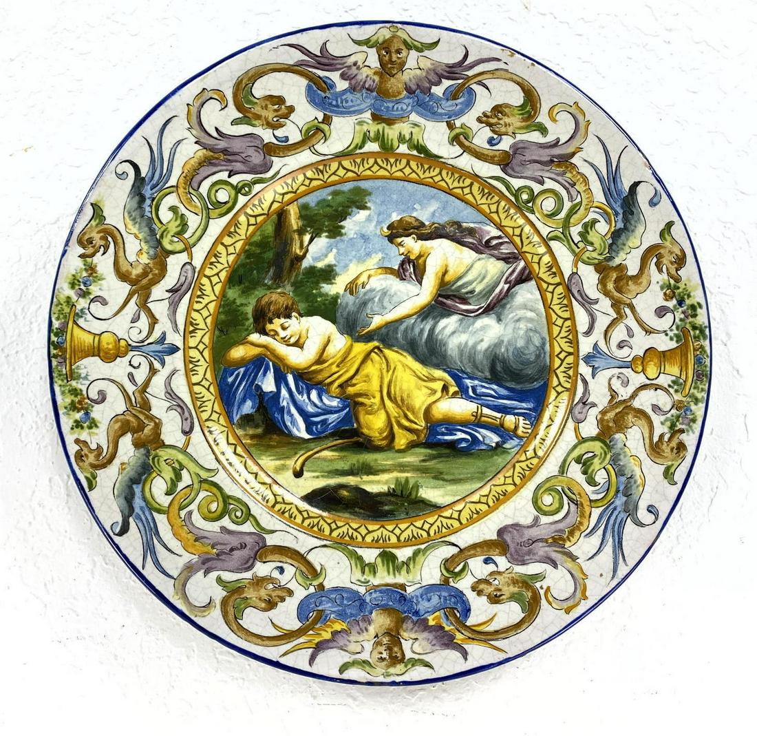 Painted Italian Majolica Plate depicting Diana visiting (1 of 10)