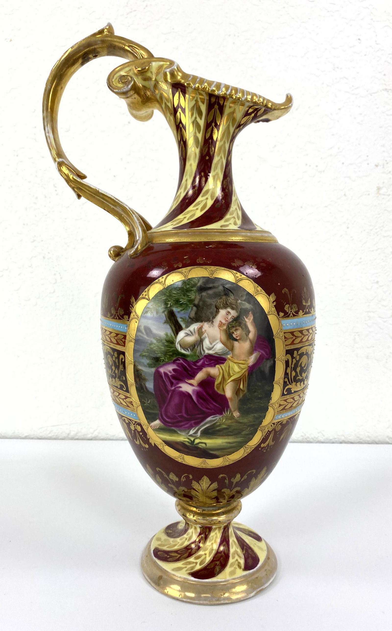 ROYAL VIENNA Style Painted Porcelain Ewer Vase.  Ornate (1 of 16)