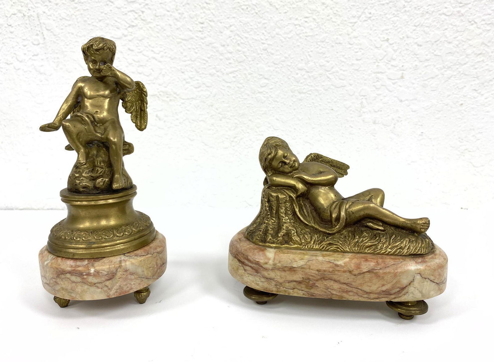 Pr Bronze Figural Winged Cherub Sculptures. Mounted on (1 of 11)