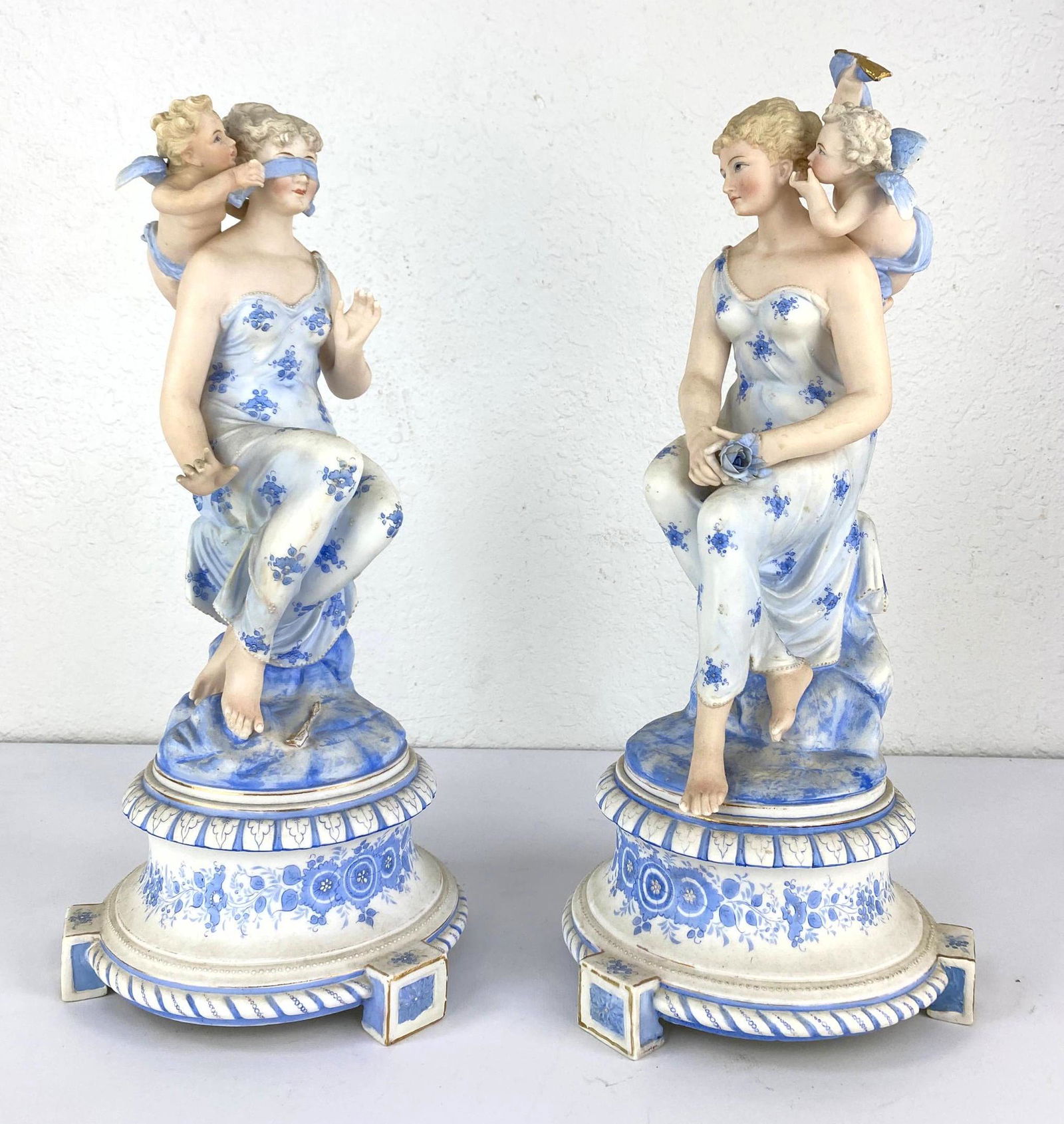 Pr of Painted Porcelain Lady Figurines. Accompanied by (1 of 15)