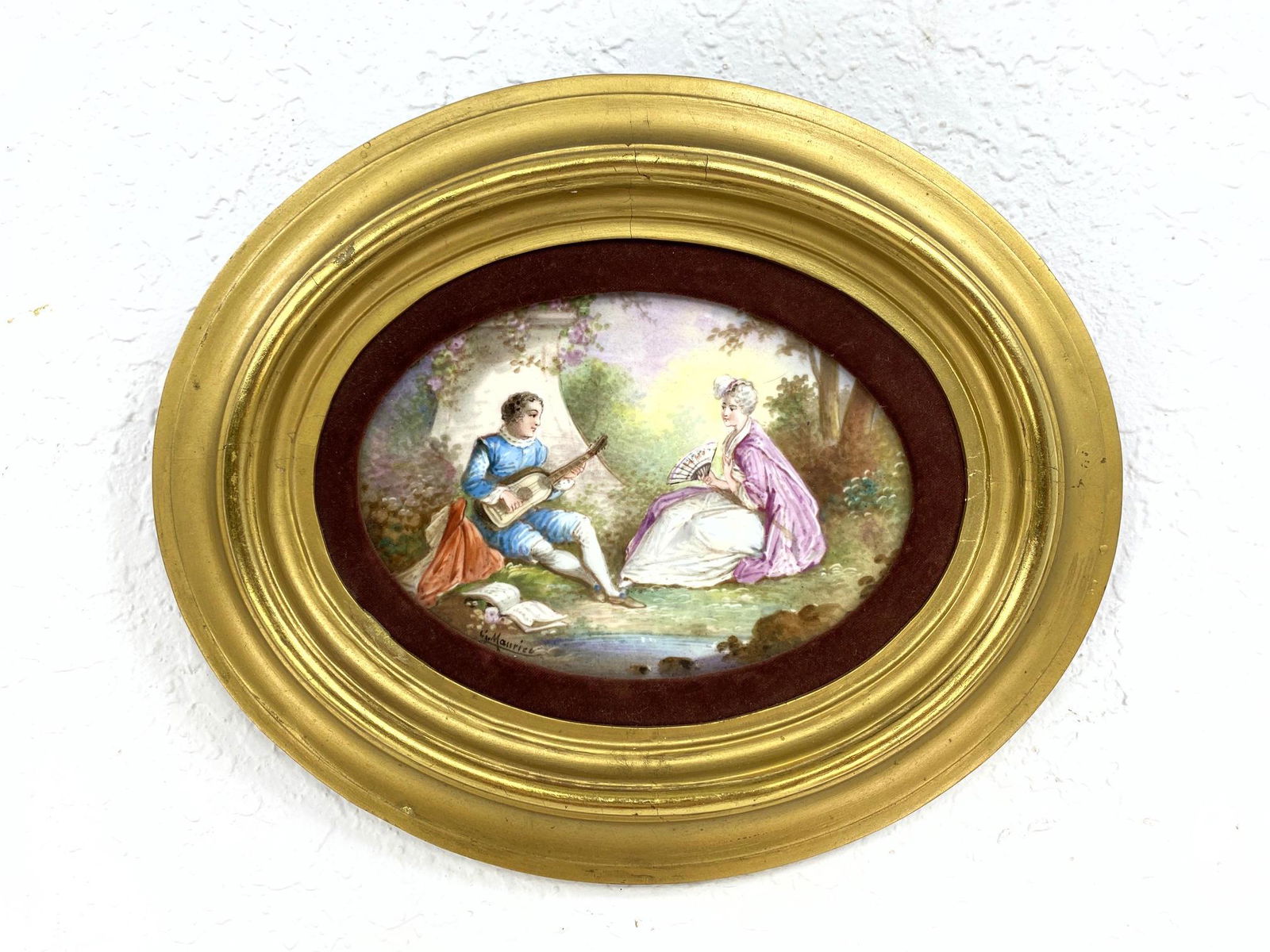Signed C MAURICE porcelain SEVRES plaque. France. Frame (1 of 11)