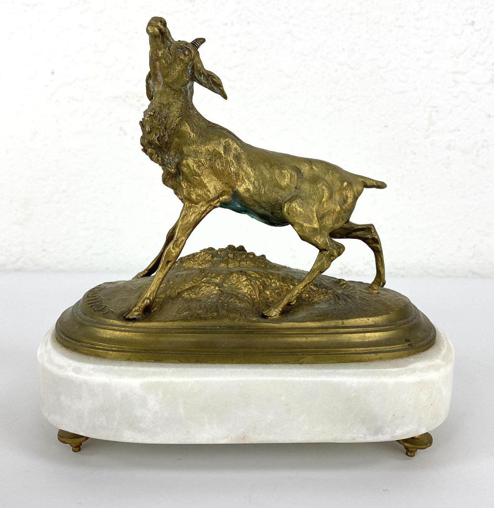 F. PAUTROT Bronze goat Figure on Marble Base. Bronze sc (1 of 11)