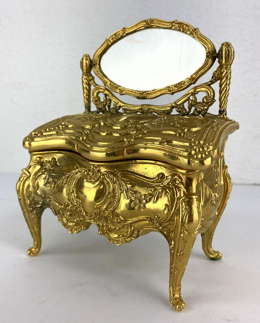 Decorative miniature gilt metal box with mirror.  Jewel (1 of 9)