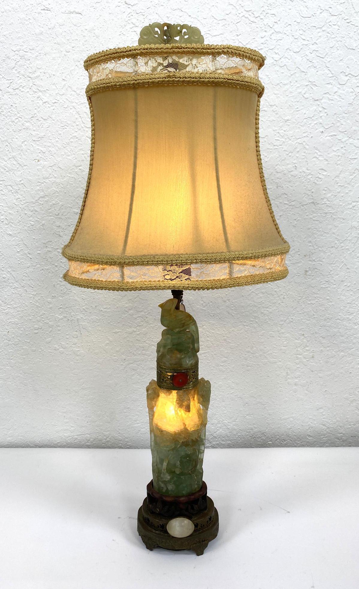 Green Fluorite Carved Table Lamp. (1 of 19)