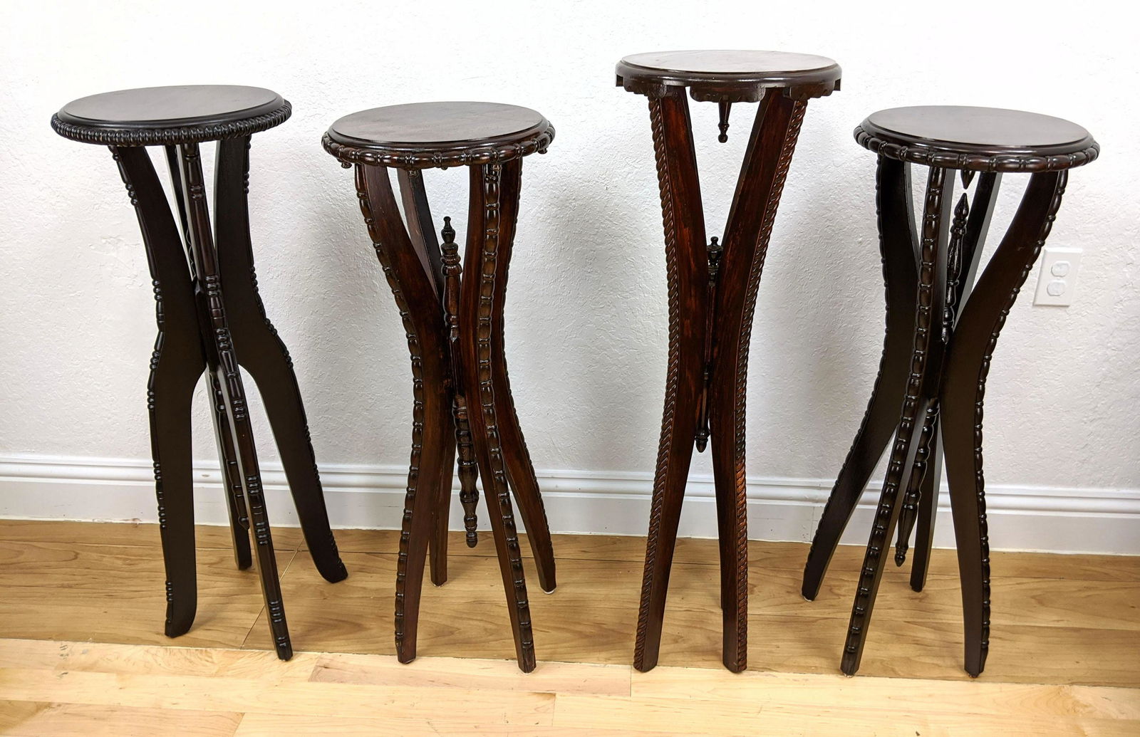 4pc Carved Wood Contemporary Display Pedestals Stands. (1 of 8)