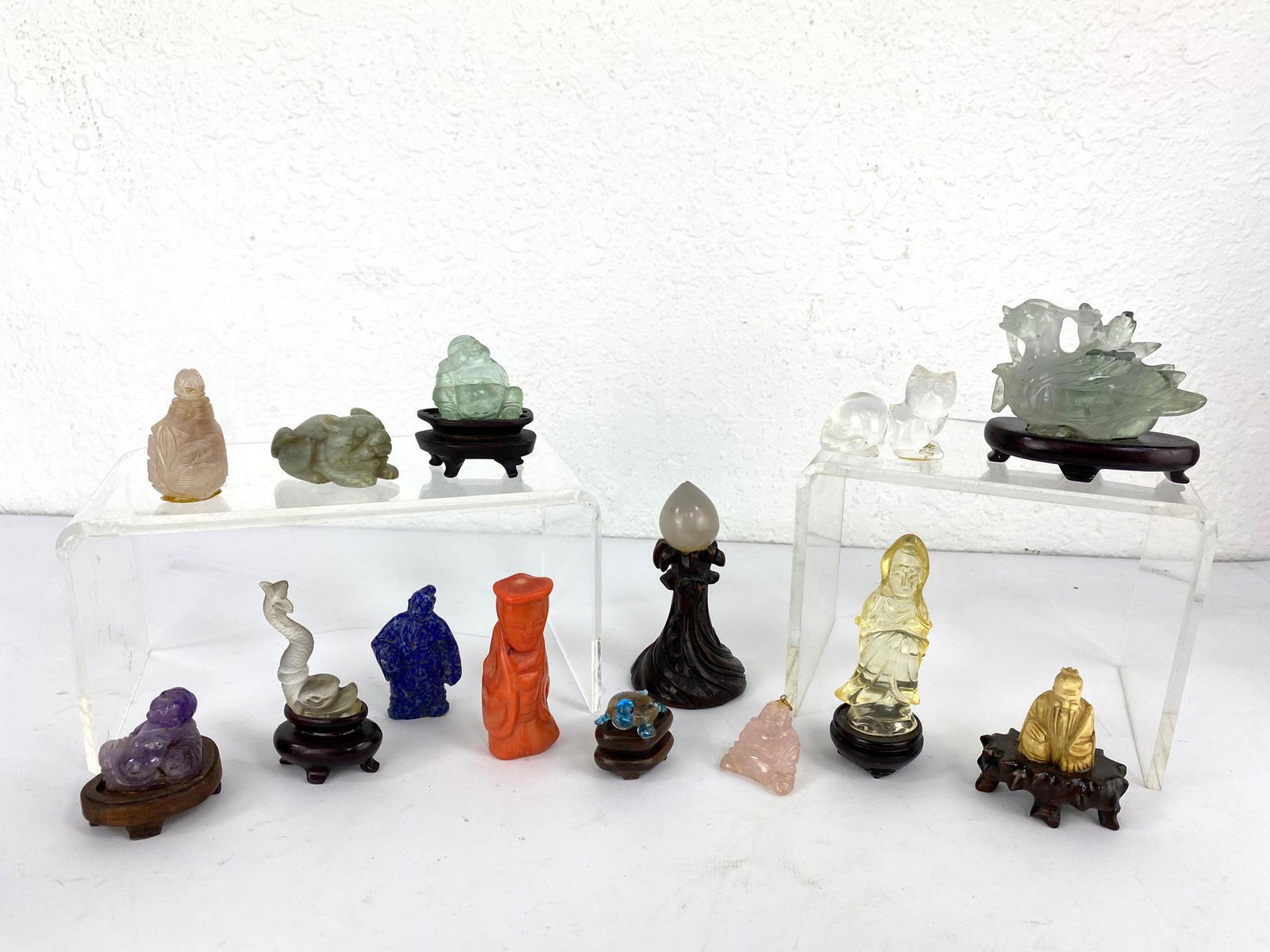 Large Lot Miniature Asian Carved Figures.  Hardstone, J (1 of 20)