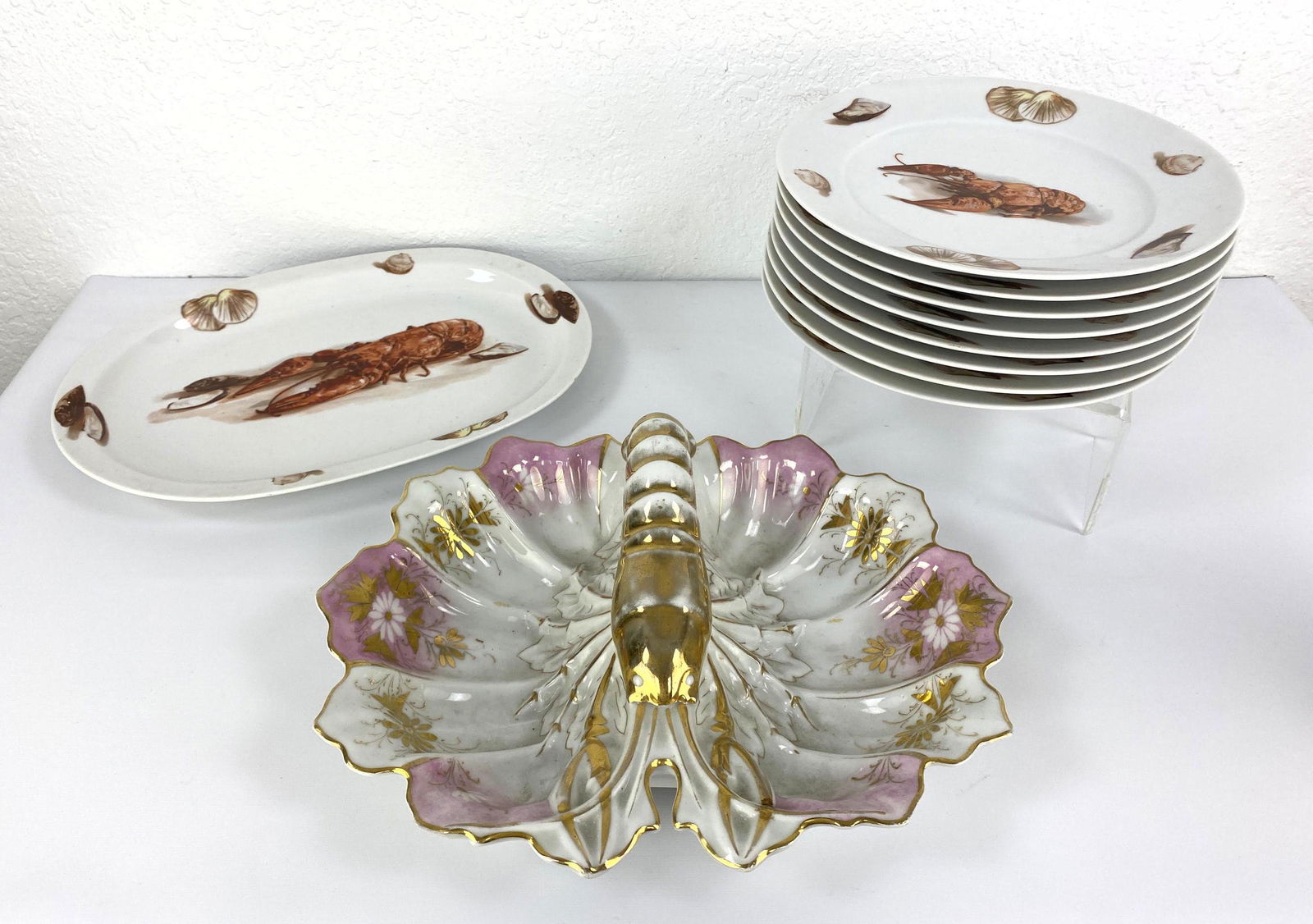 8pc Lobster Serving Lot incl. 8 plates, 2 serving trays (1 of 15)