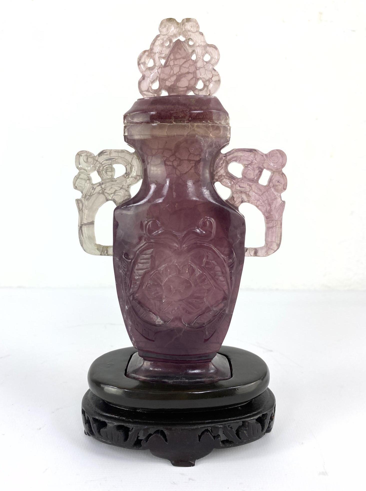 A Carved Stoppered Purple Fluorite Bottle. Wonderful ba (1 of 10)