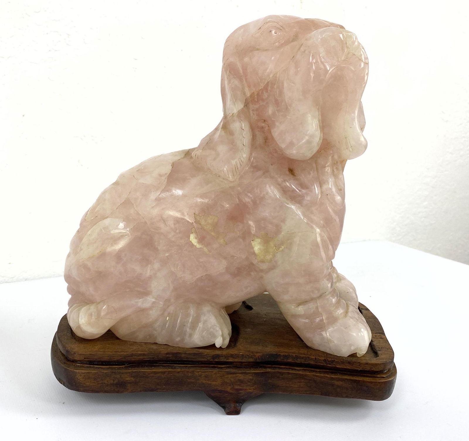 Carved Asian Rose Quartz Dog Figure (1 of 9)