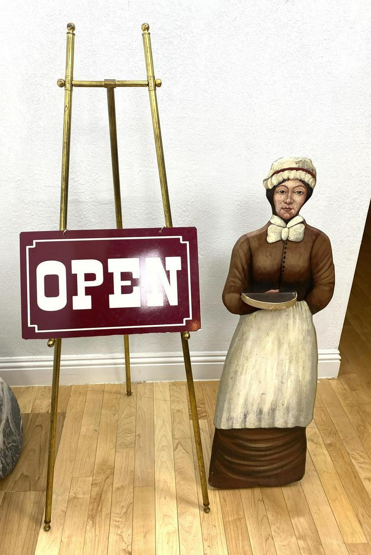 3pcs Lot. 1) Brass Art Easel 2) wood Cut Out of Figure (1 of 5)