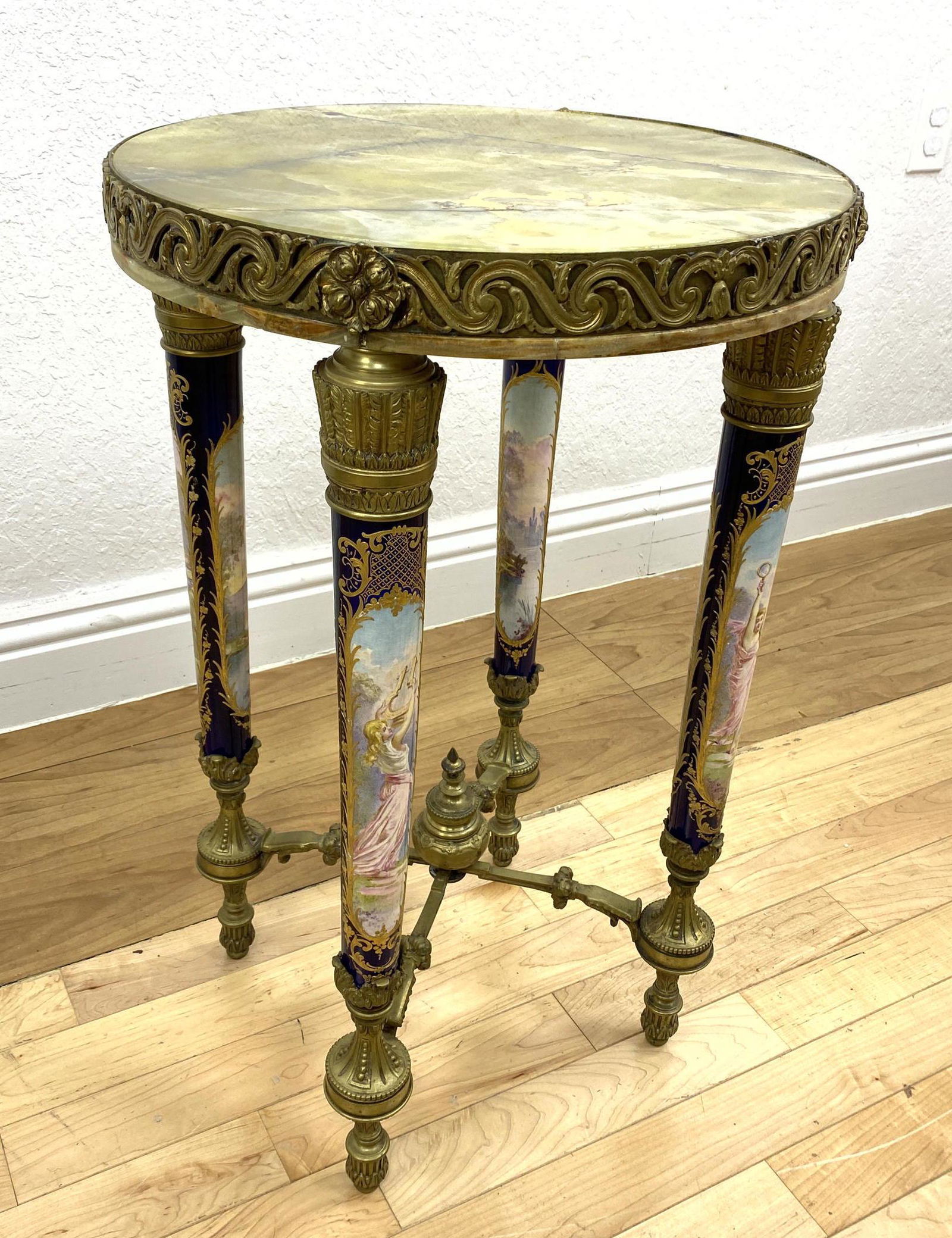 Hand Painted Porcelain and Onyx Tabouret Table. SEVRES (1 of 13)