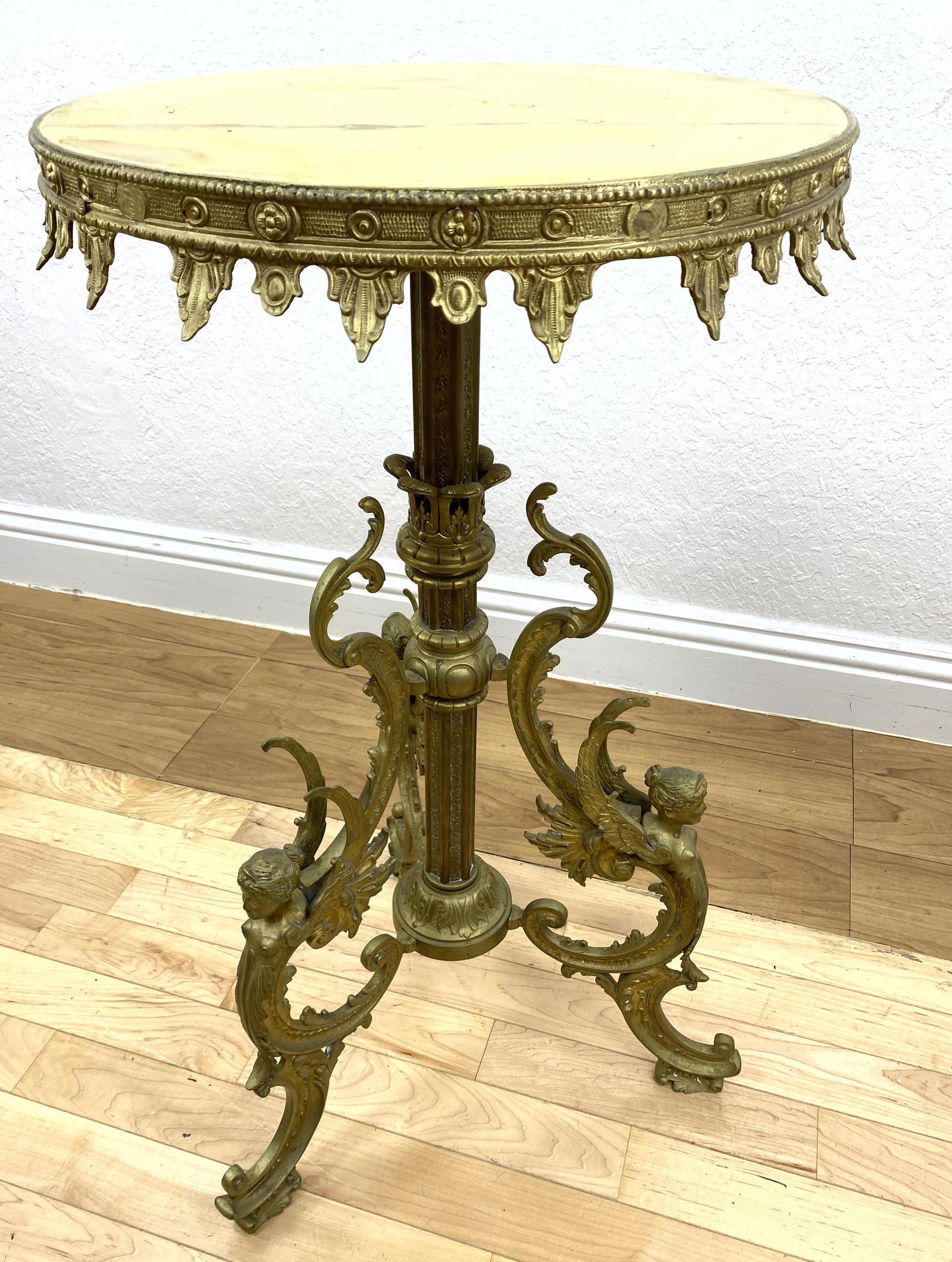 Gilt Bronze and Onyx Tabouret Pedestal Table. winged fe (1 of 12)