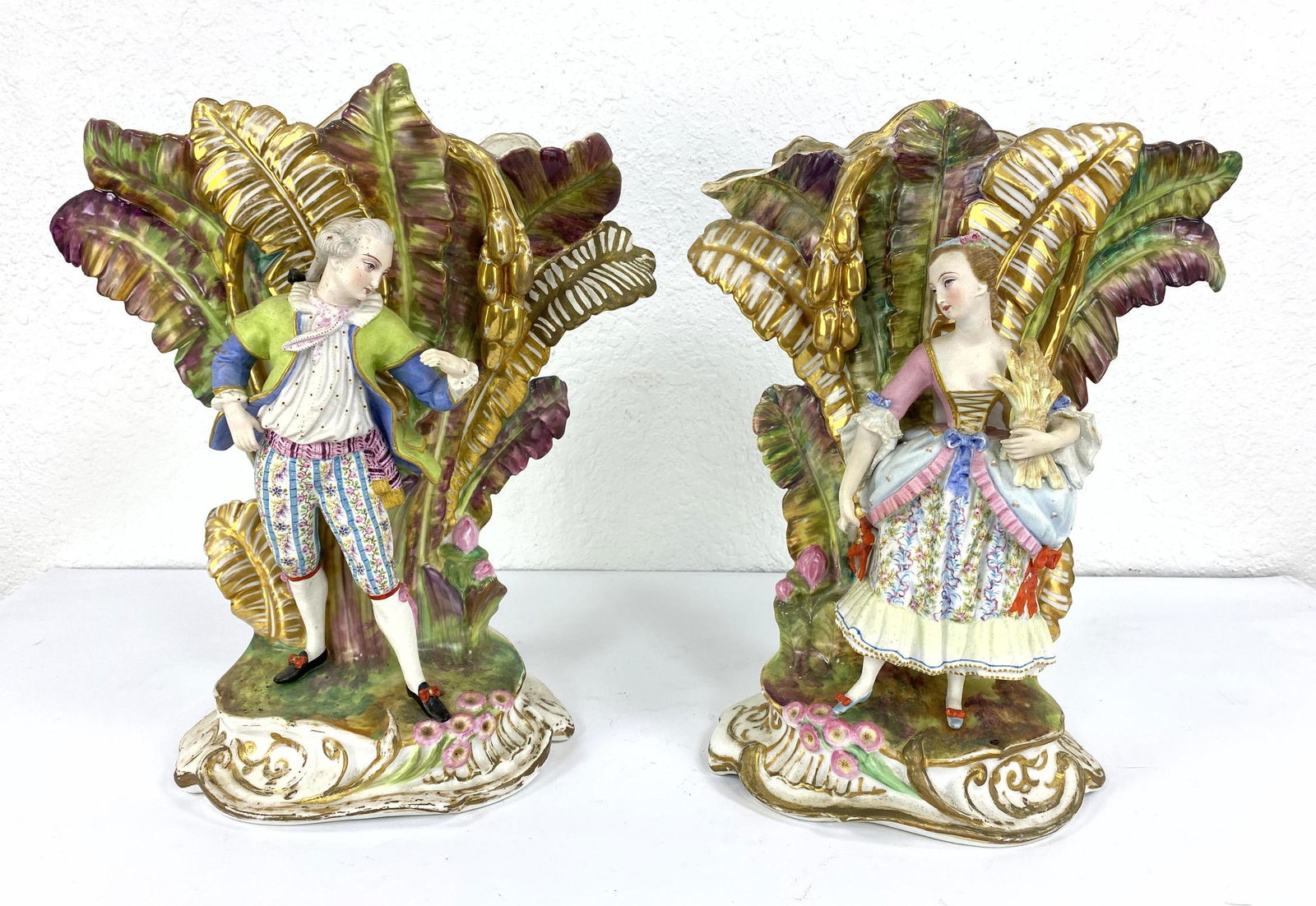 Pair Old Paris Porcelain Figural Mantle Vases (1 of 19)