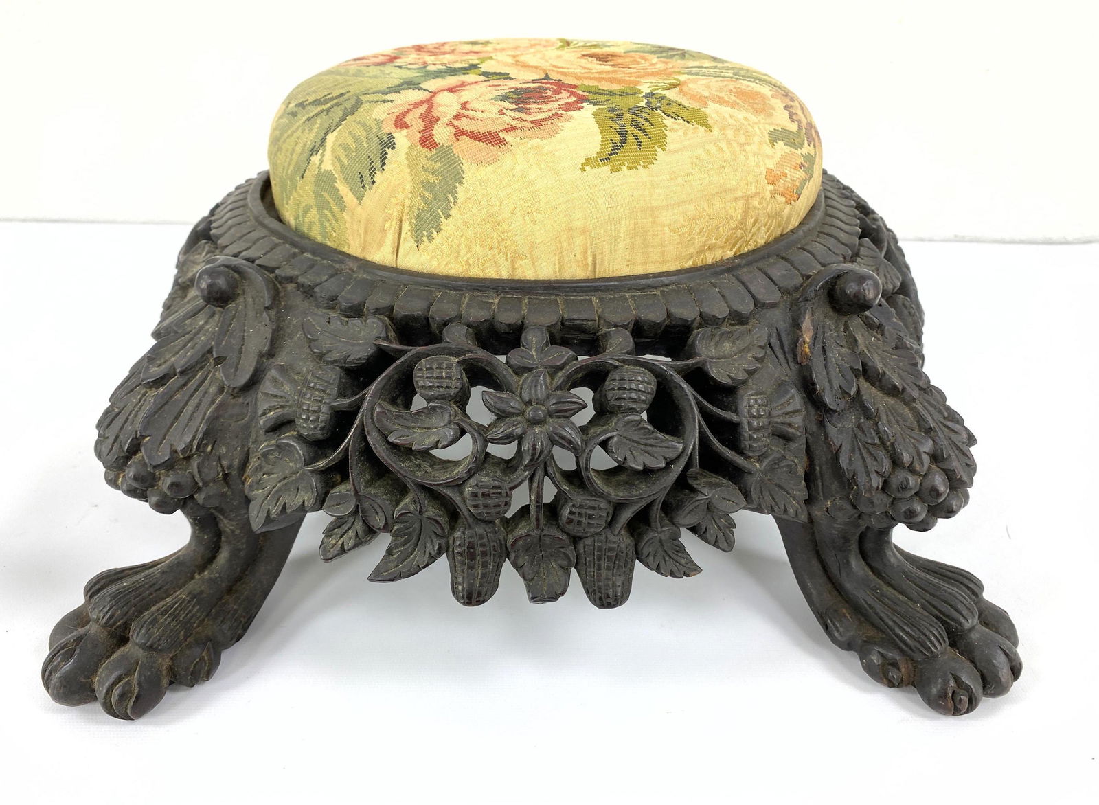 Stool with Tapestry Cushion and Wood Base. Base Richly (1 of 10)