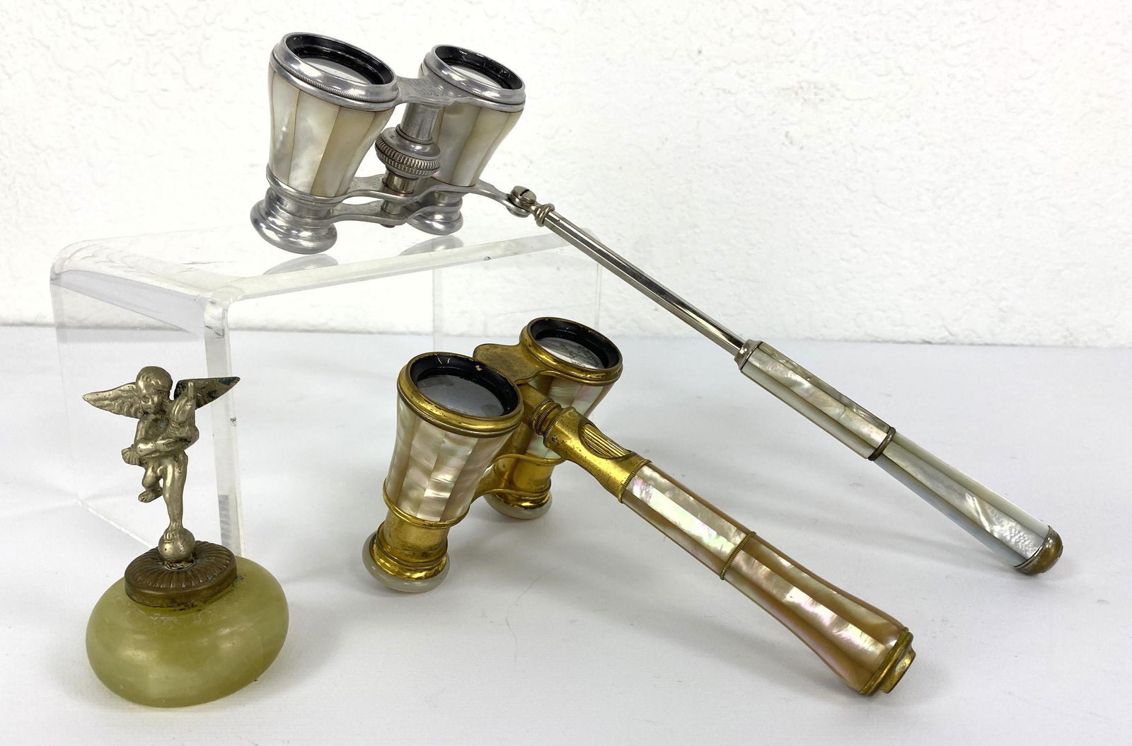 3pcs Lot. 2 Adjustable Opera Glass and small Brass Figu (1 of 17)